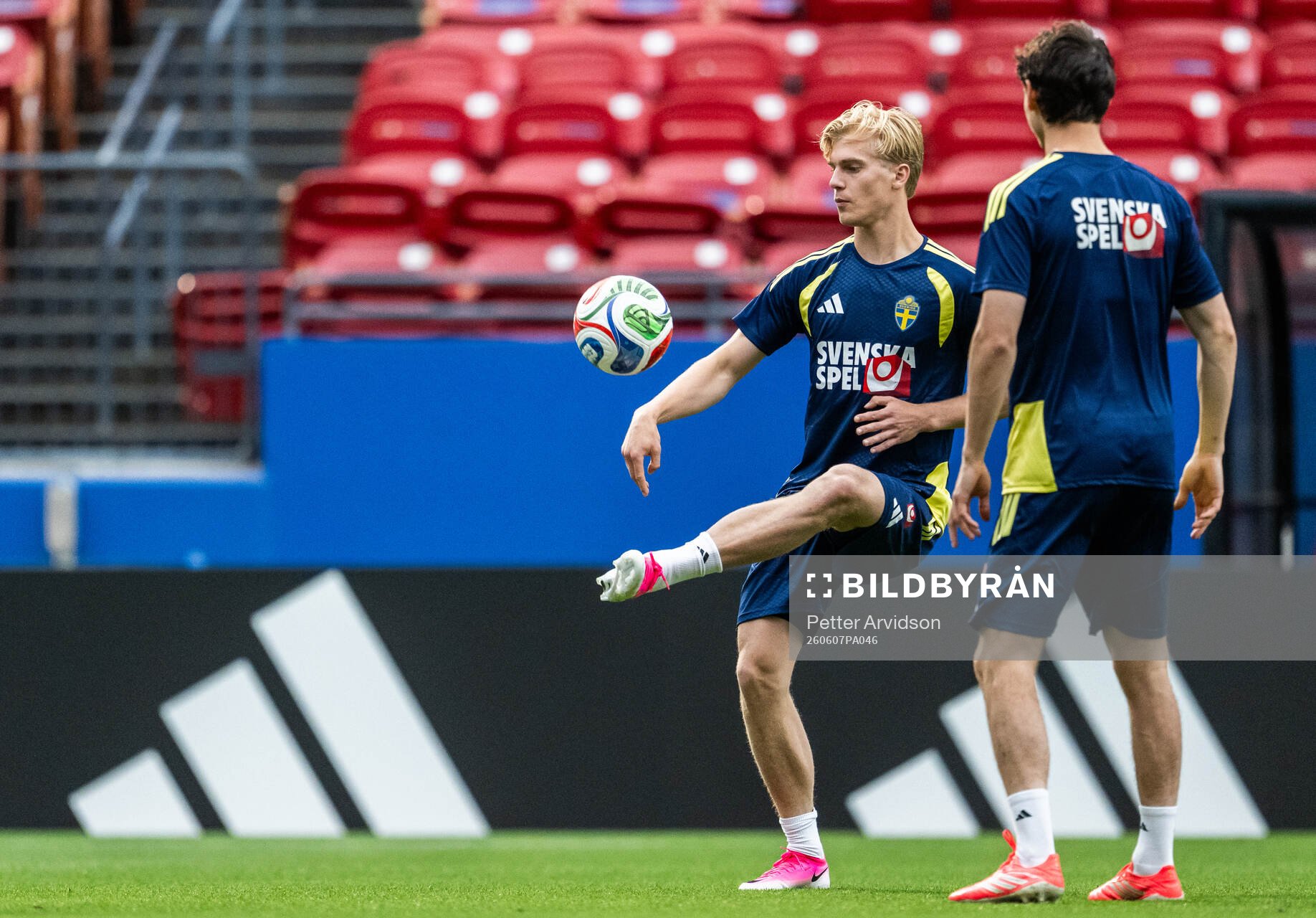Lucas Bergvall of the Swedish national football team at a