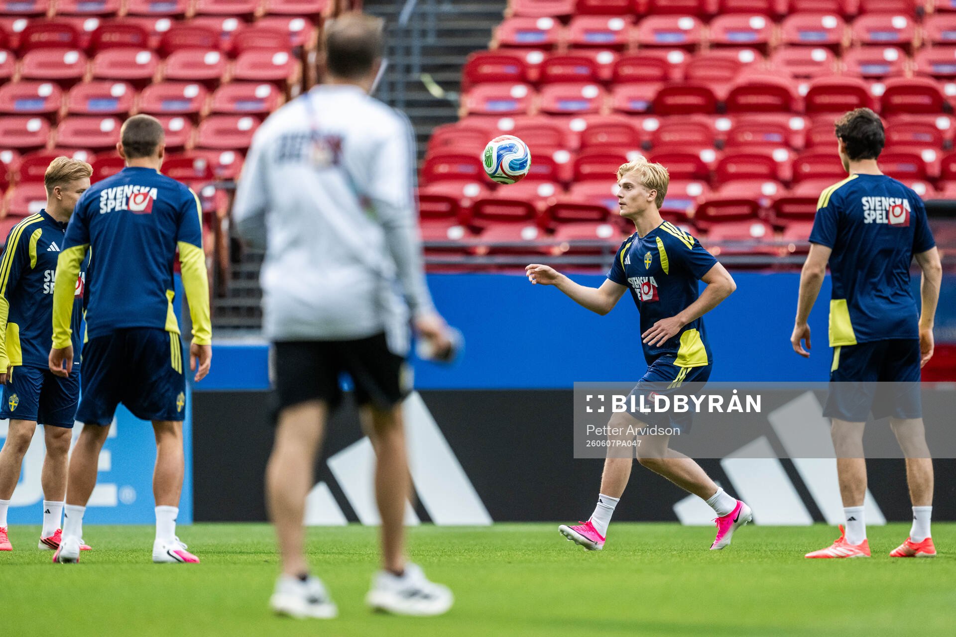 Lucas Bergvall of the Swedish national football team at a