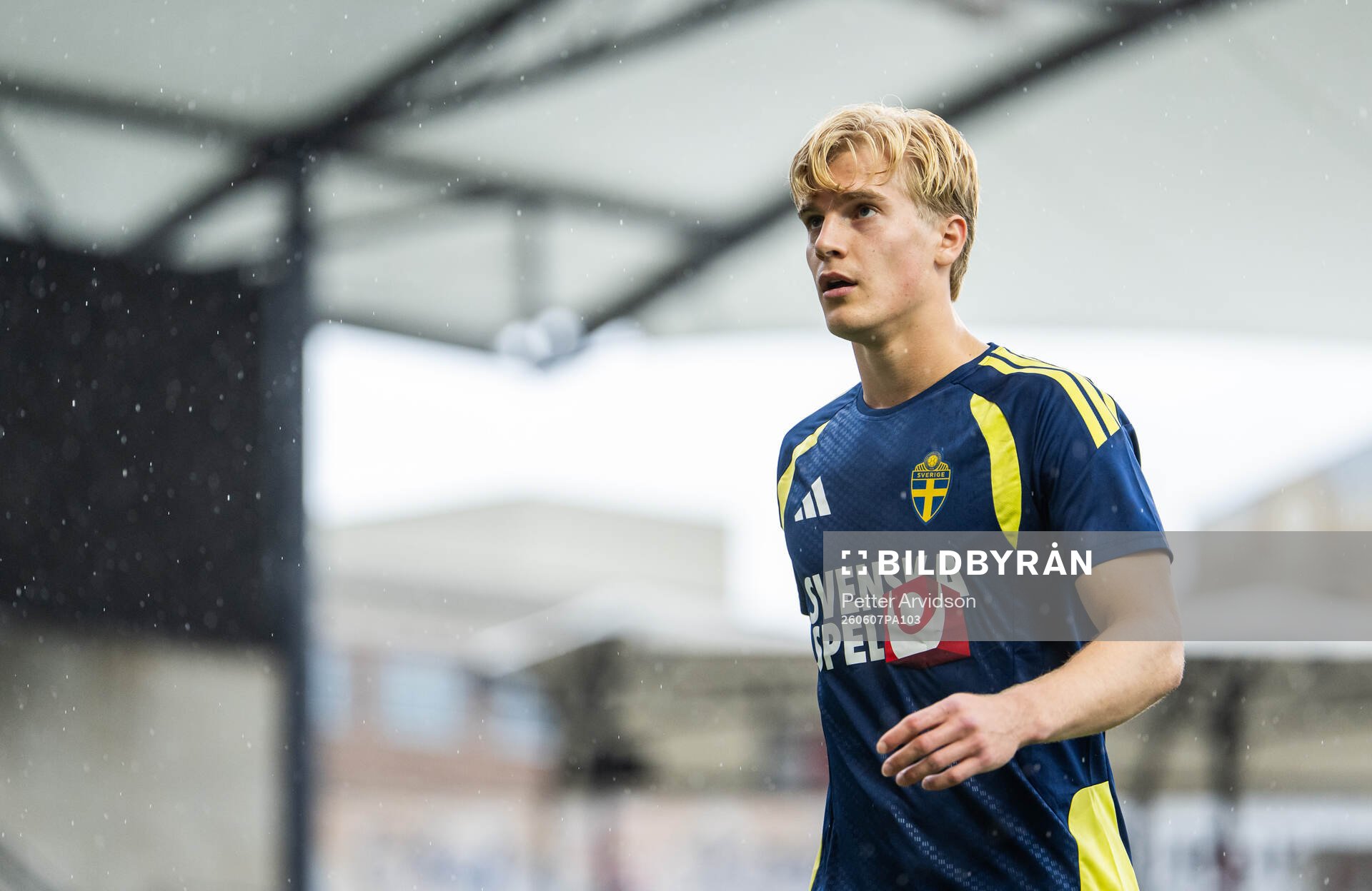 Lucas Bergvall of the Swedish national football team at a