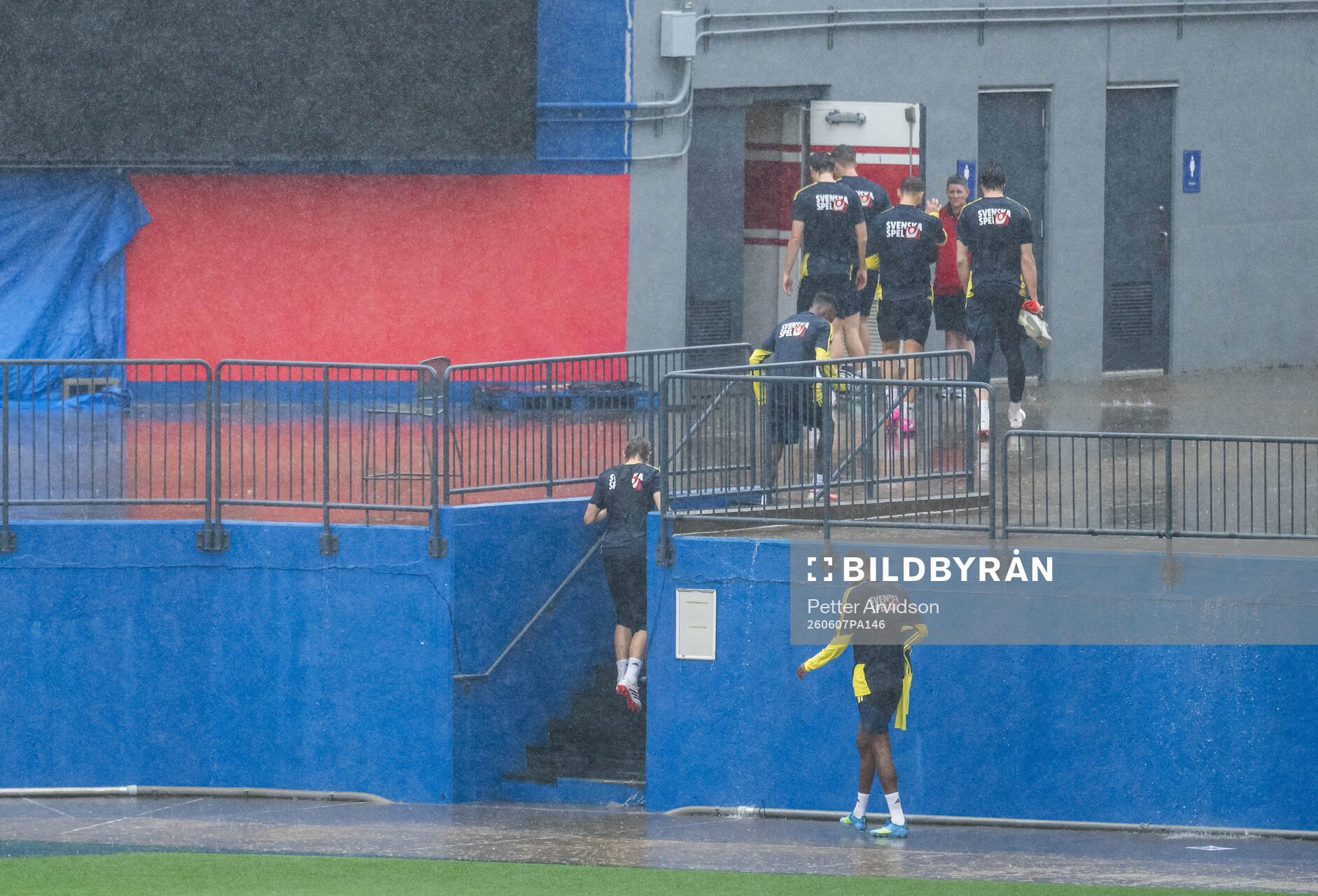 Players of the Swedish national football team leave  a