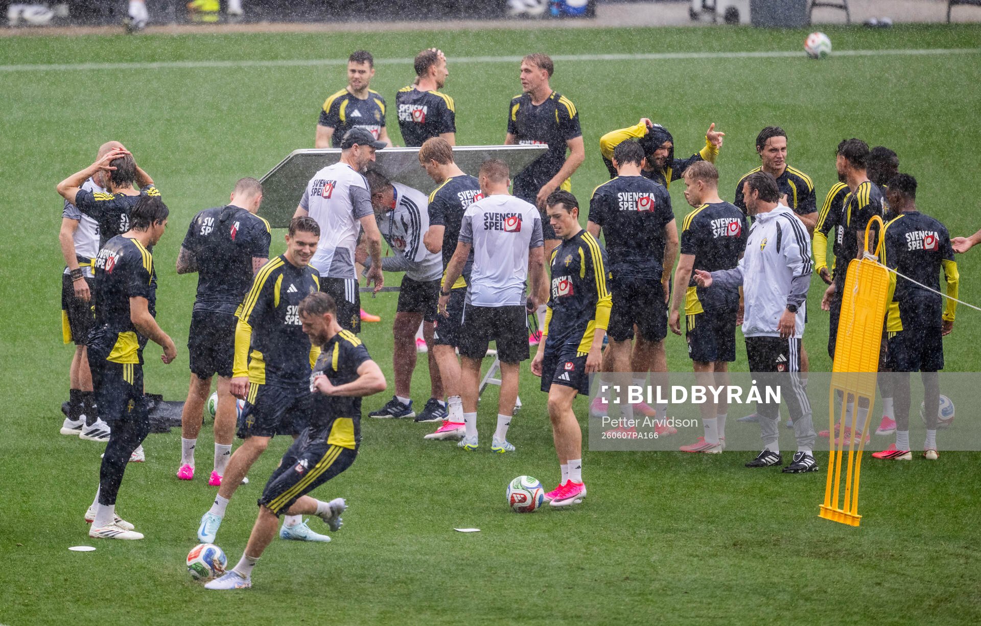 Players of the Swedish national football team at a training