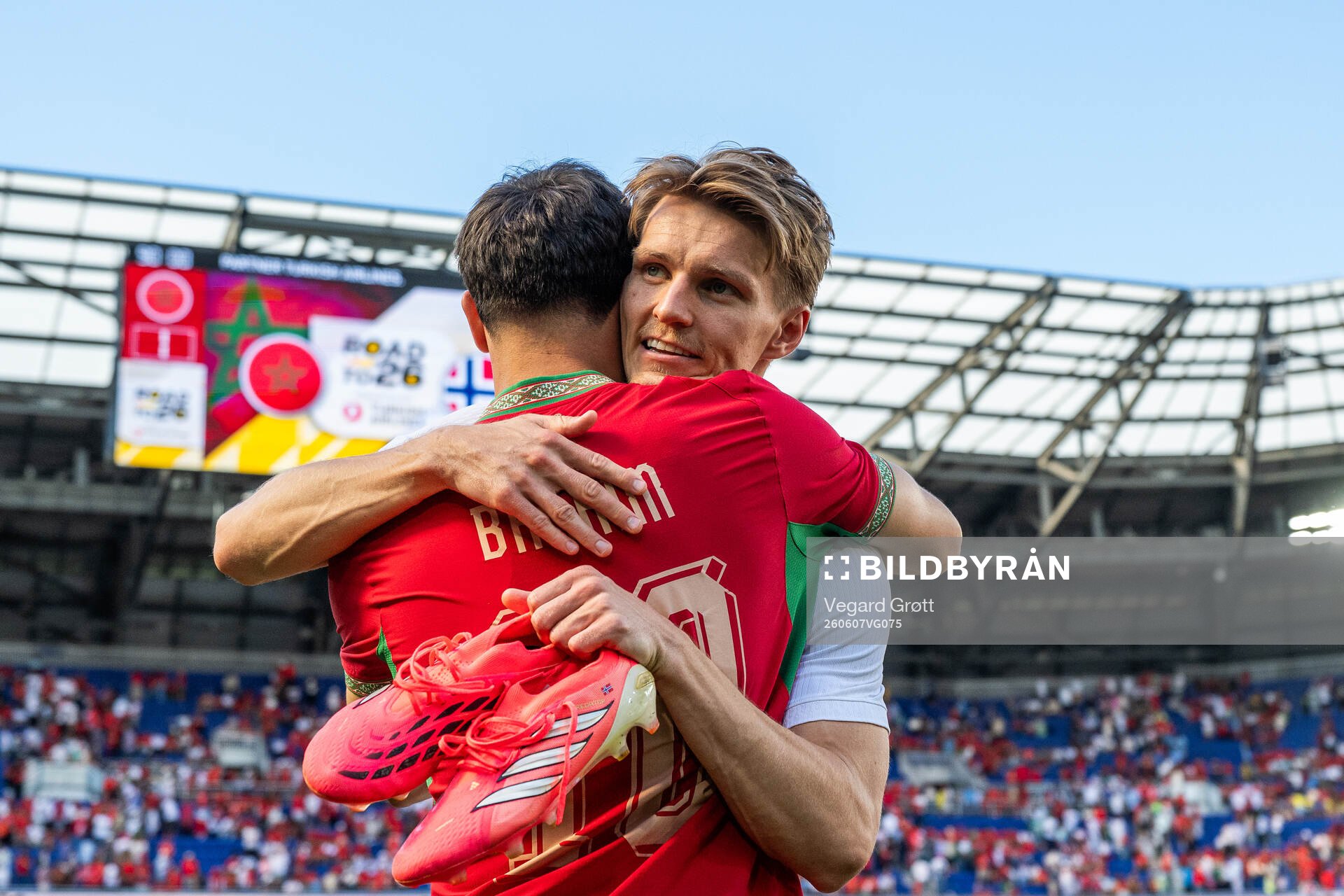 Brahim Diaz of Morocco and Martin Ødegaard of Norway