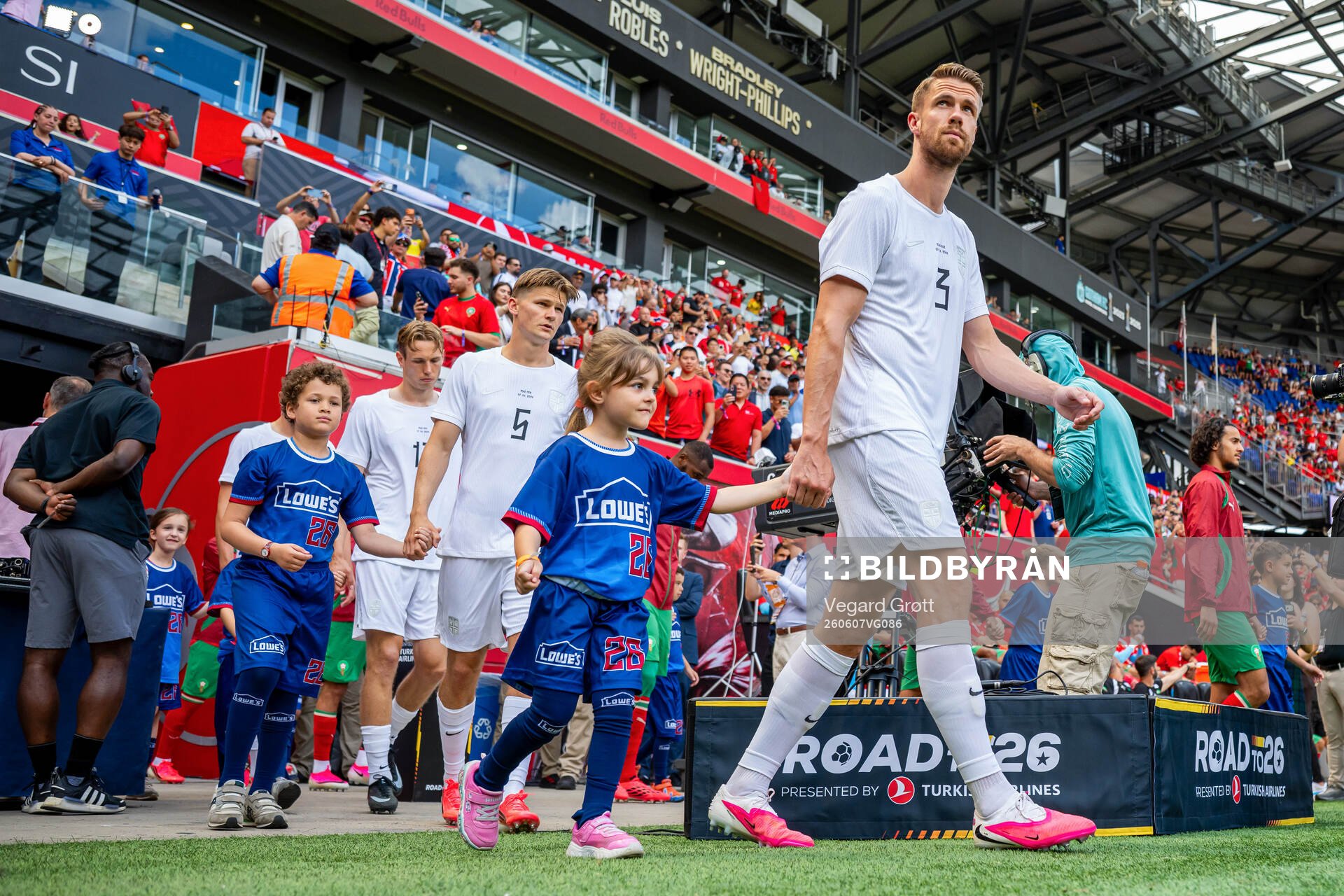 Kristoffer Ajer of Norway enters the pitch