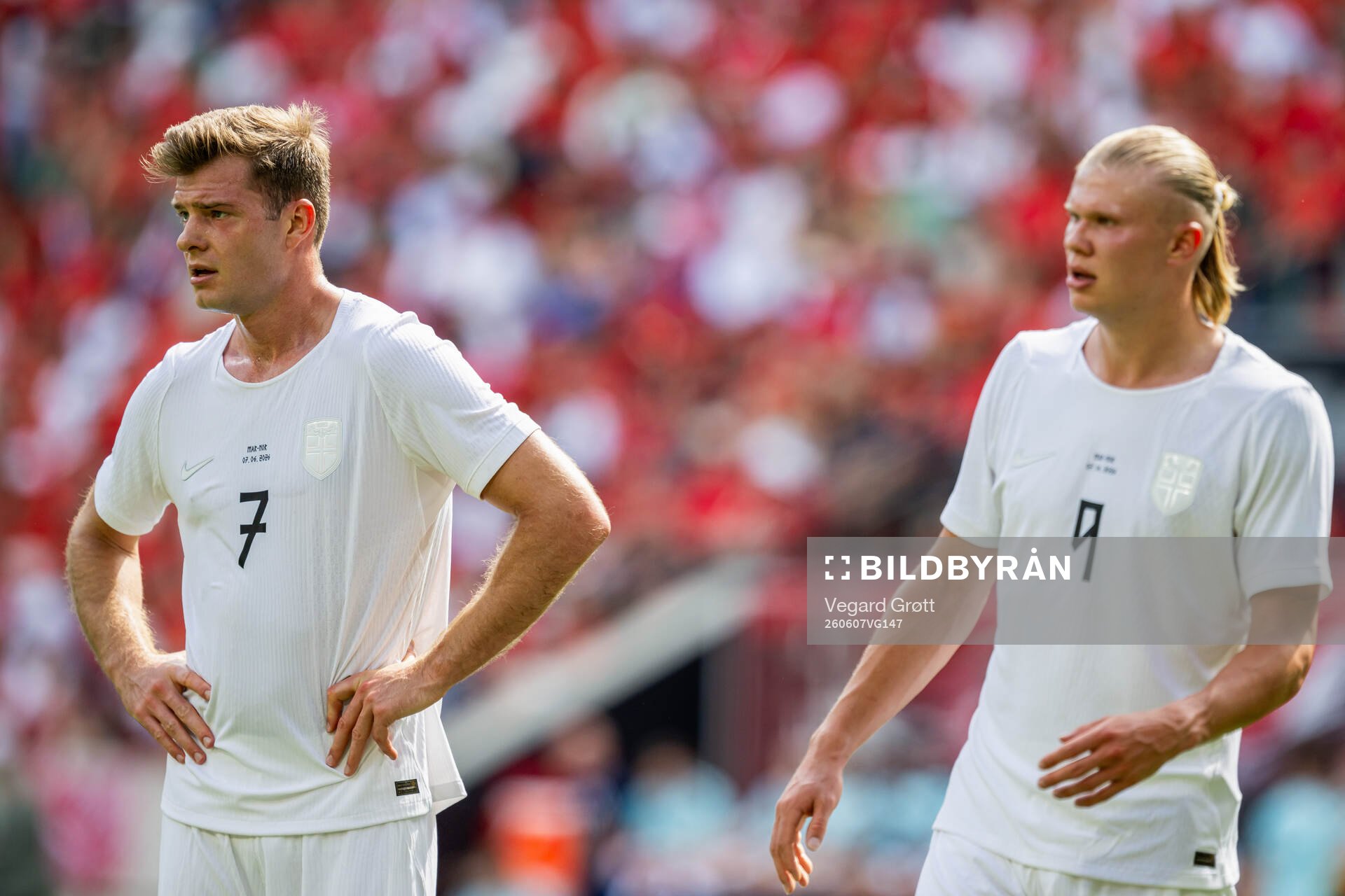 Alexander Sørloth and Erling Braut Haaland of Norway