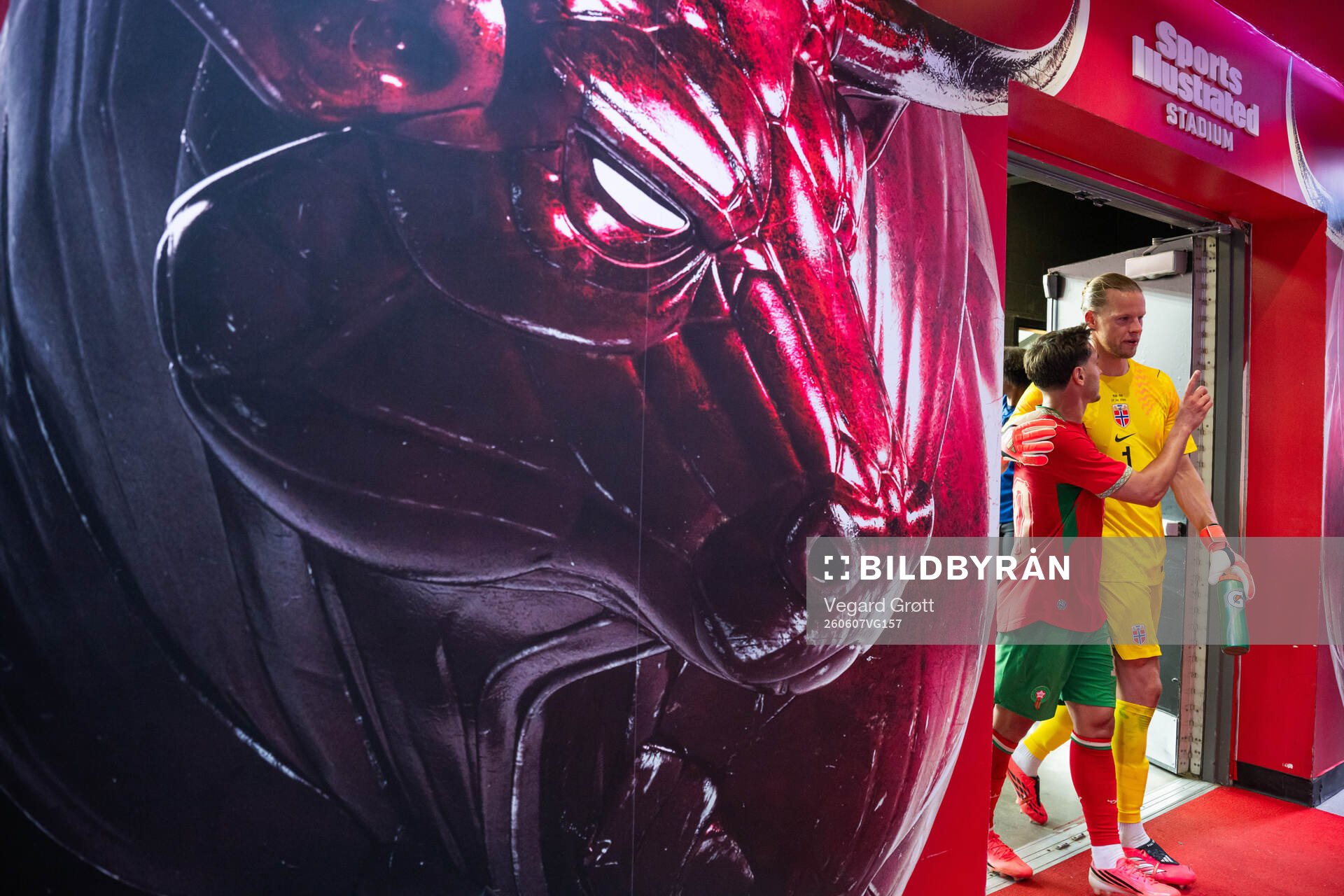 Brahim Diaz of Morocco and goalkeeper Ørjan Håskjold