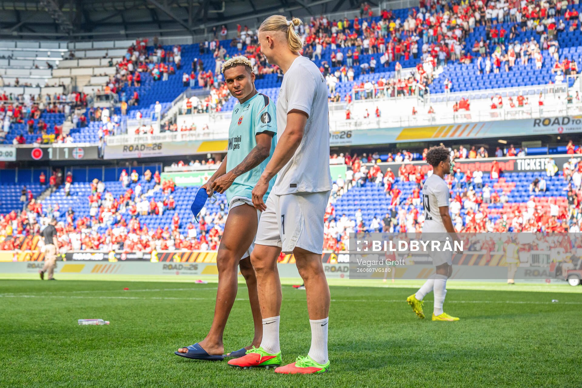 Antonio Nusa and Erling Braut Haaland of Norway