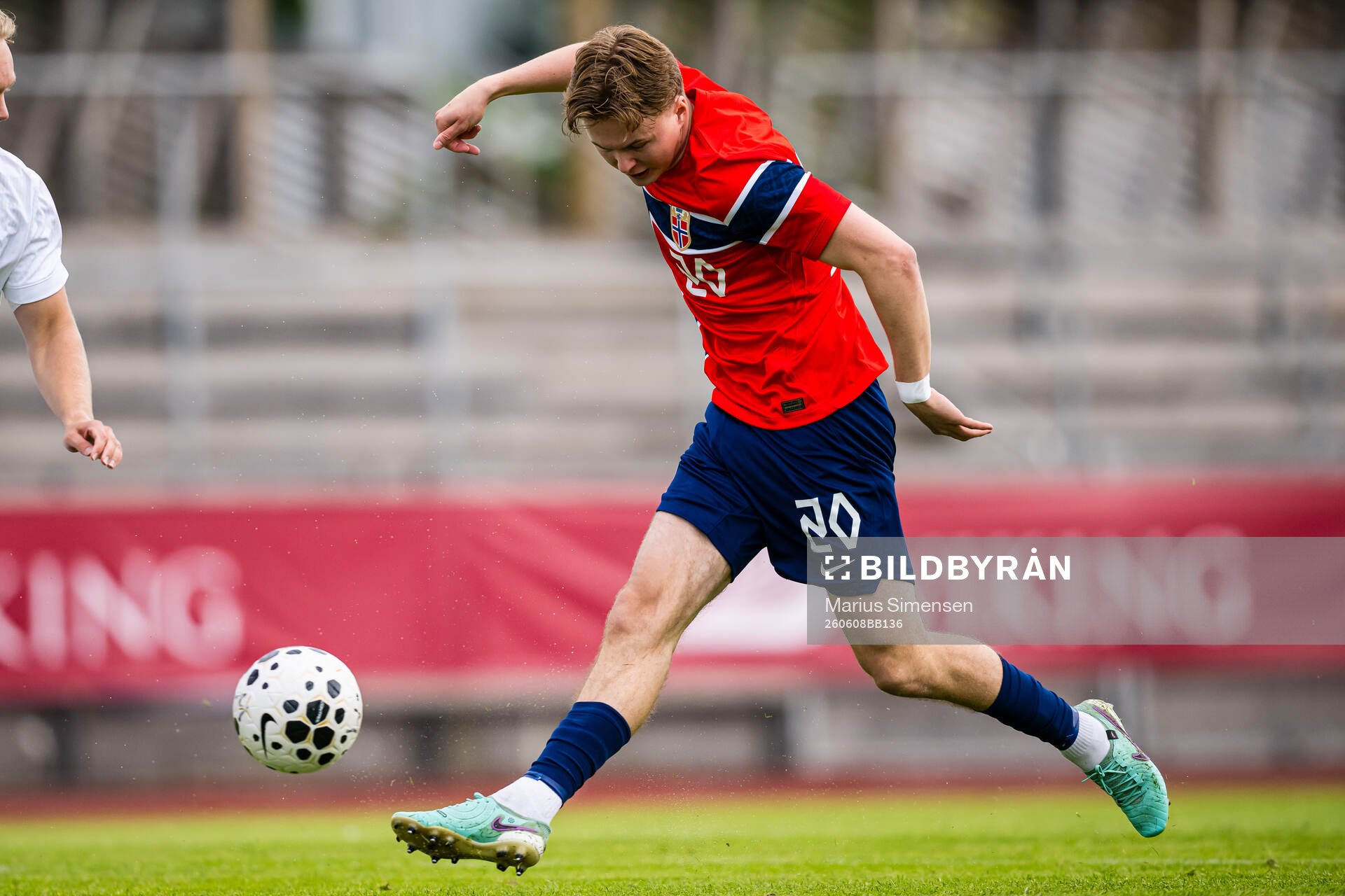 Kristian Lonebu of Norway missing a chance to score
