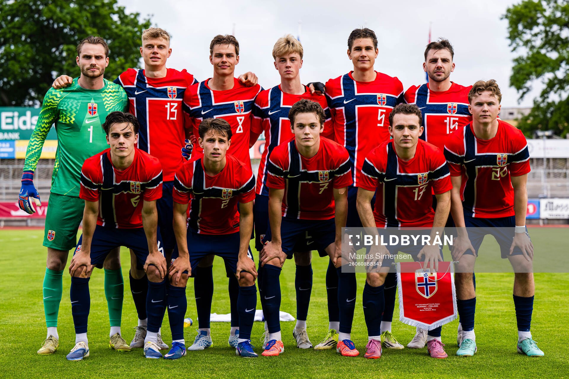 The starting eleven of Norway, from the top left;