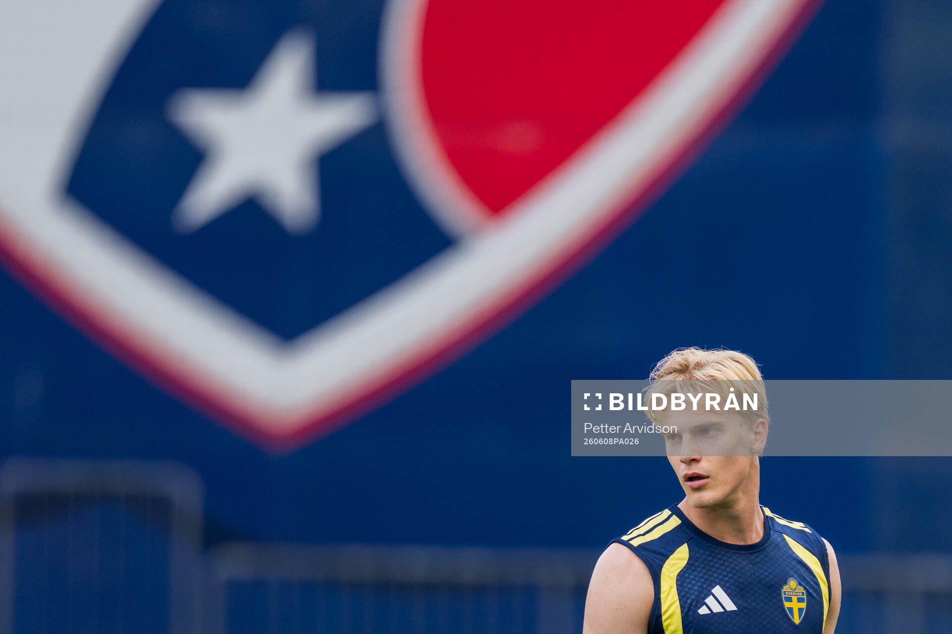 Lucas Bergvall of the Swedish national football team at a