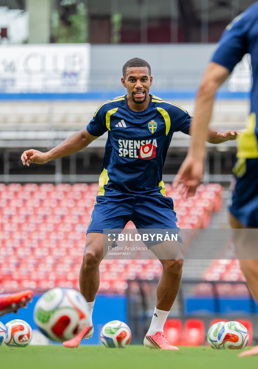 Isak Hien of the Swedish national football team at a