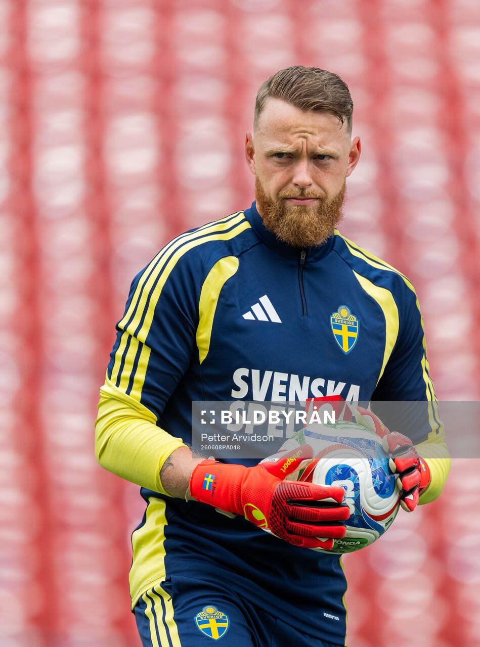 Goalkeeper Viktor Johansson of the Swedish national