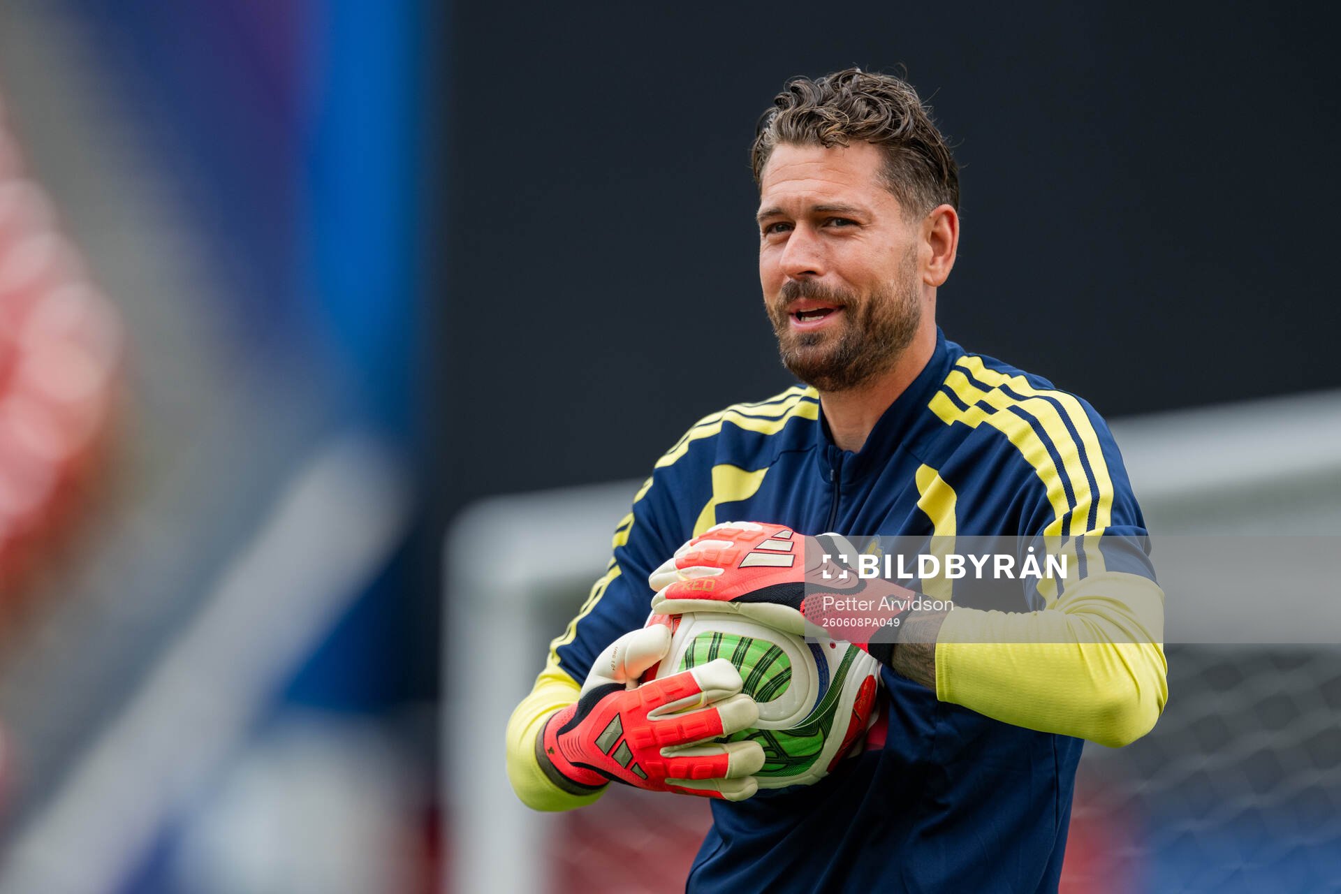 Goalkeeper Kristoffer Nordfeldt of the Swedish national
