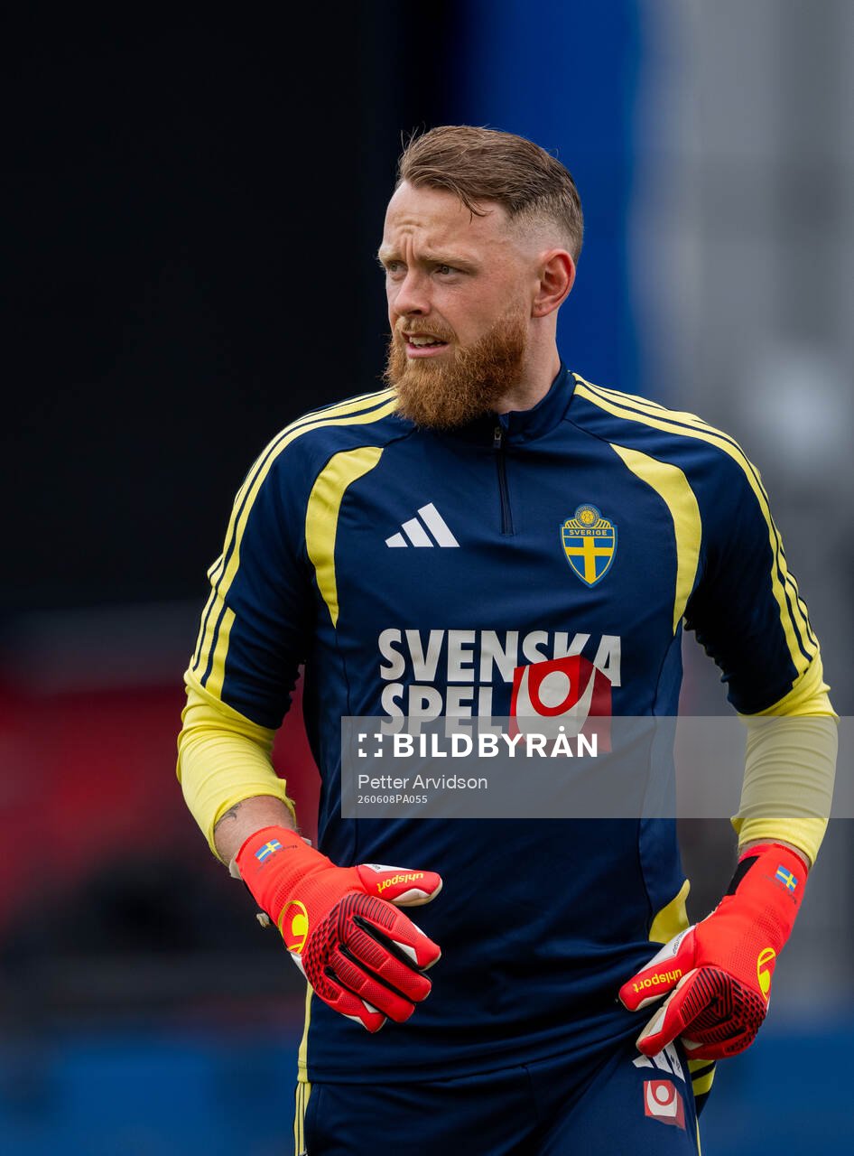 Goalkeeper Viktor Johansson of the Swedish national