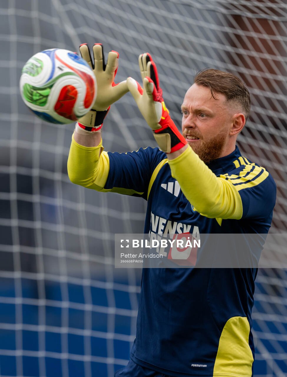 Goalkeeper Viktor Johansson of the Swedish national