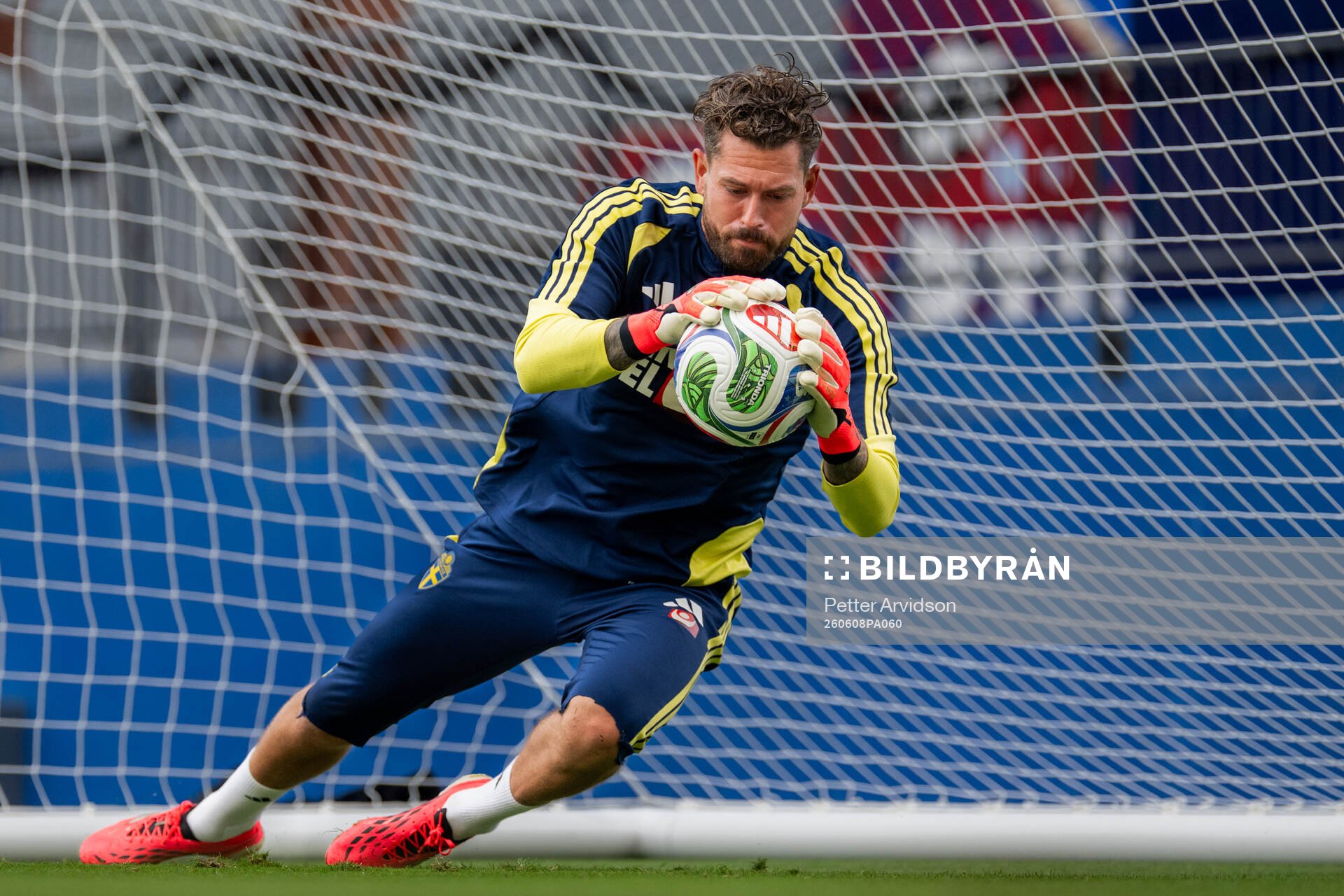 Goalkeeper Kristoffer Nordfeldt of the Swedish national