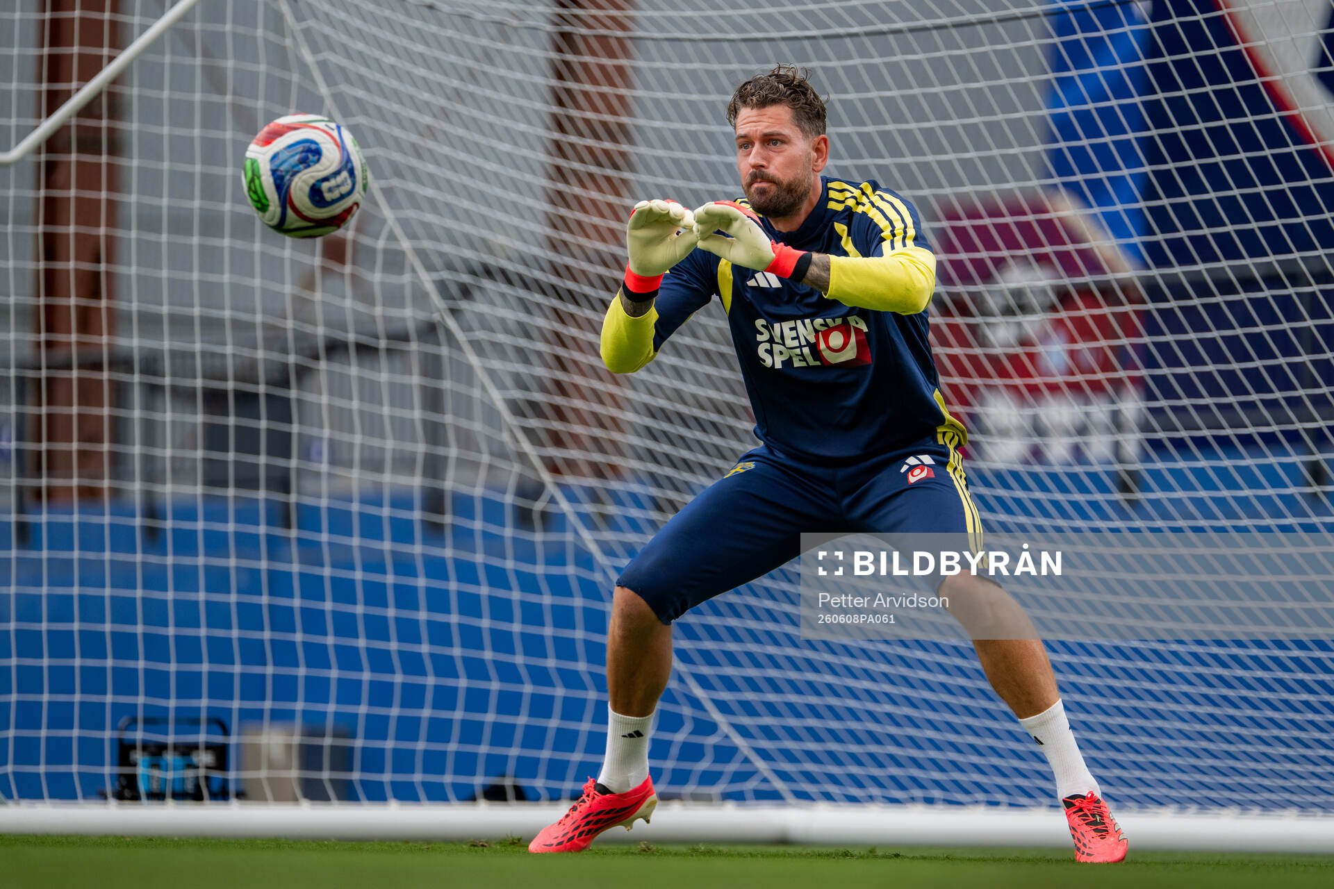 Goalkeeper Kristoffer Nordfeldt of the Swedish national