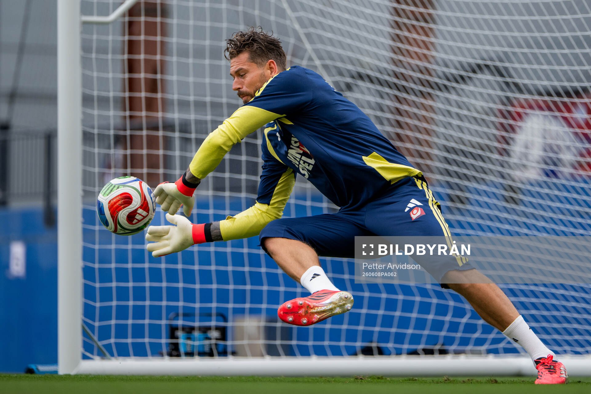 Goalkeeper Kristoffer Nordfeldt of the Swedish national