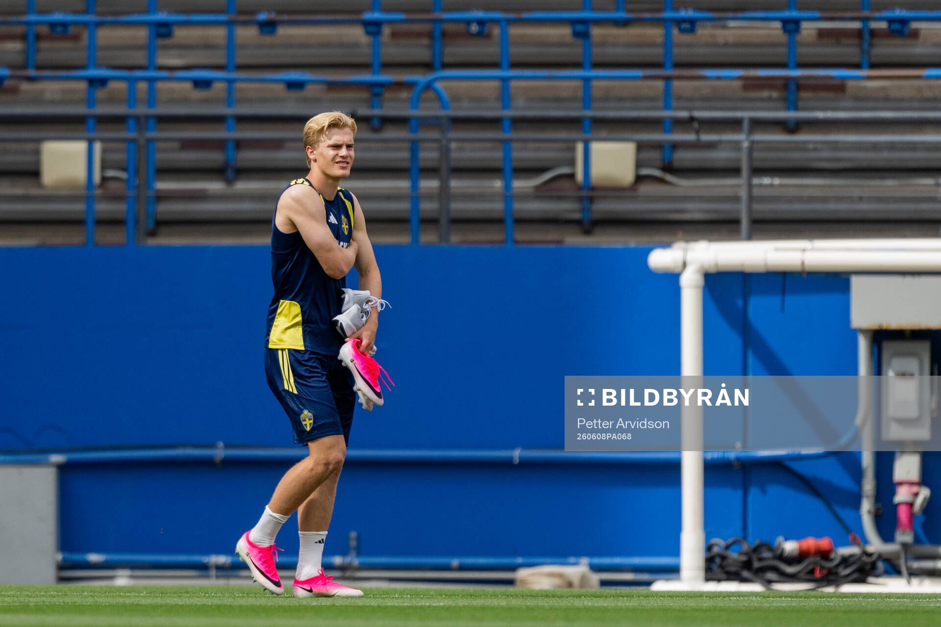 Lucas Bergvall of the Swedish national football team at a