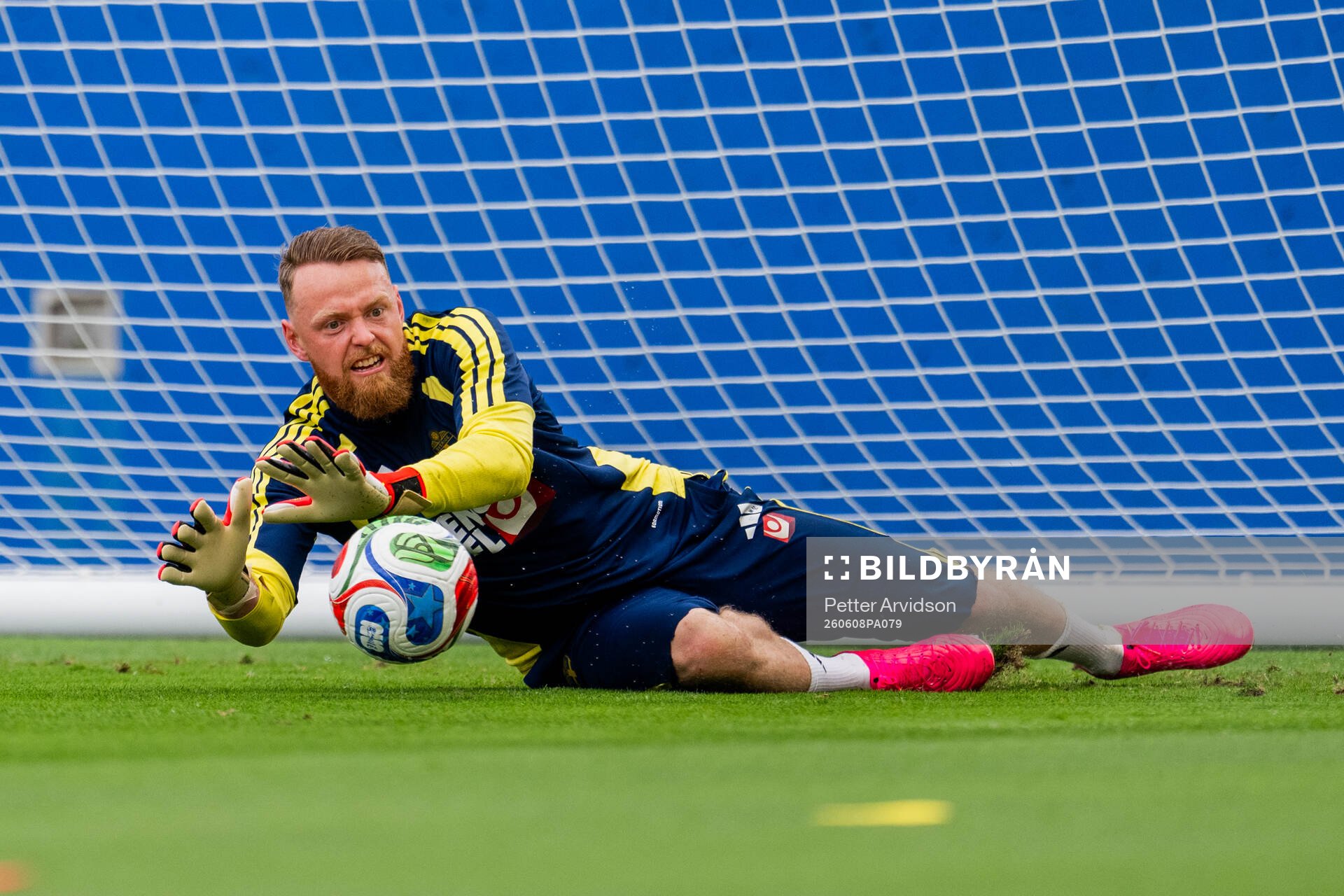 Goalkeeper Viktor Johansson of the Swedish national