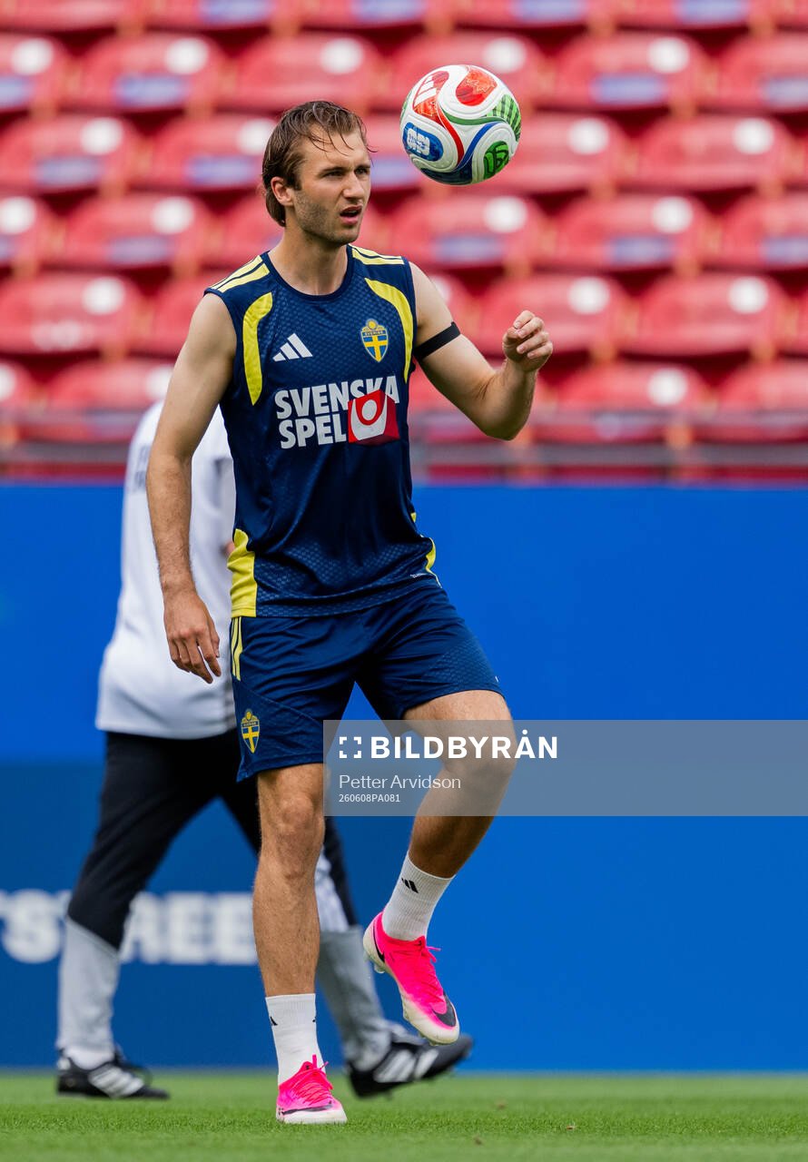 Benjamin Nygren of the Swedish national football team at a