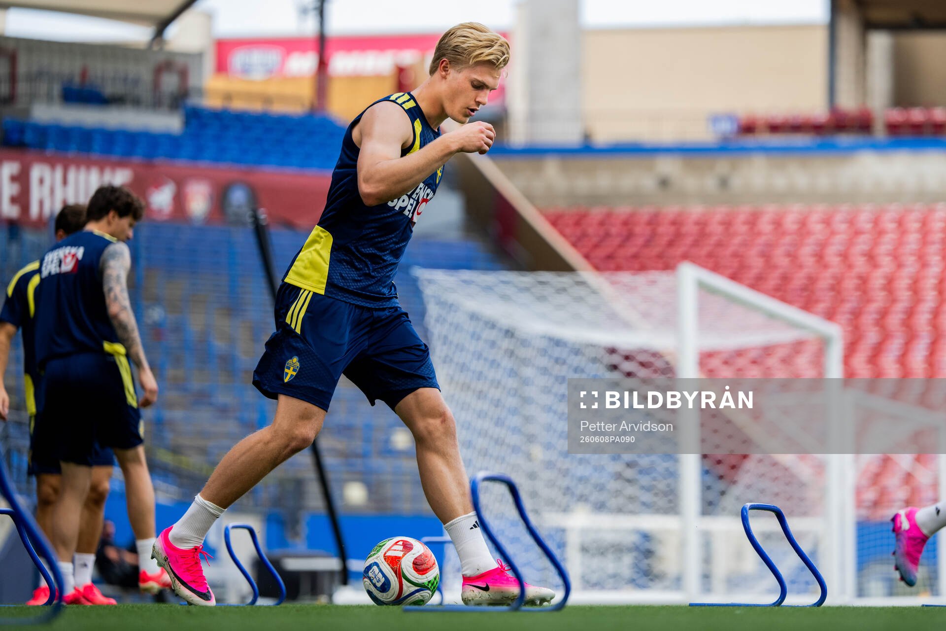 Lucas Bergvall of the Swedish national football team at a