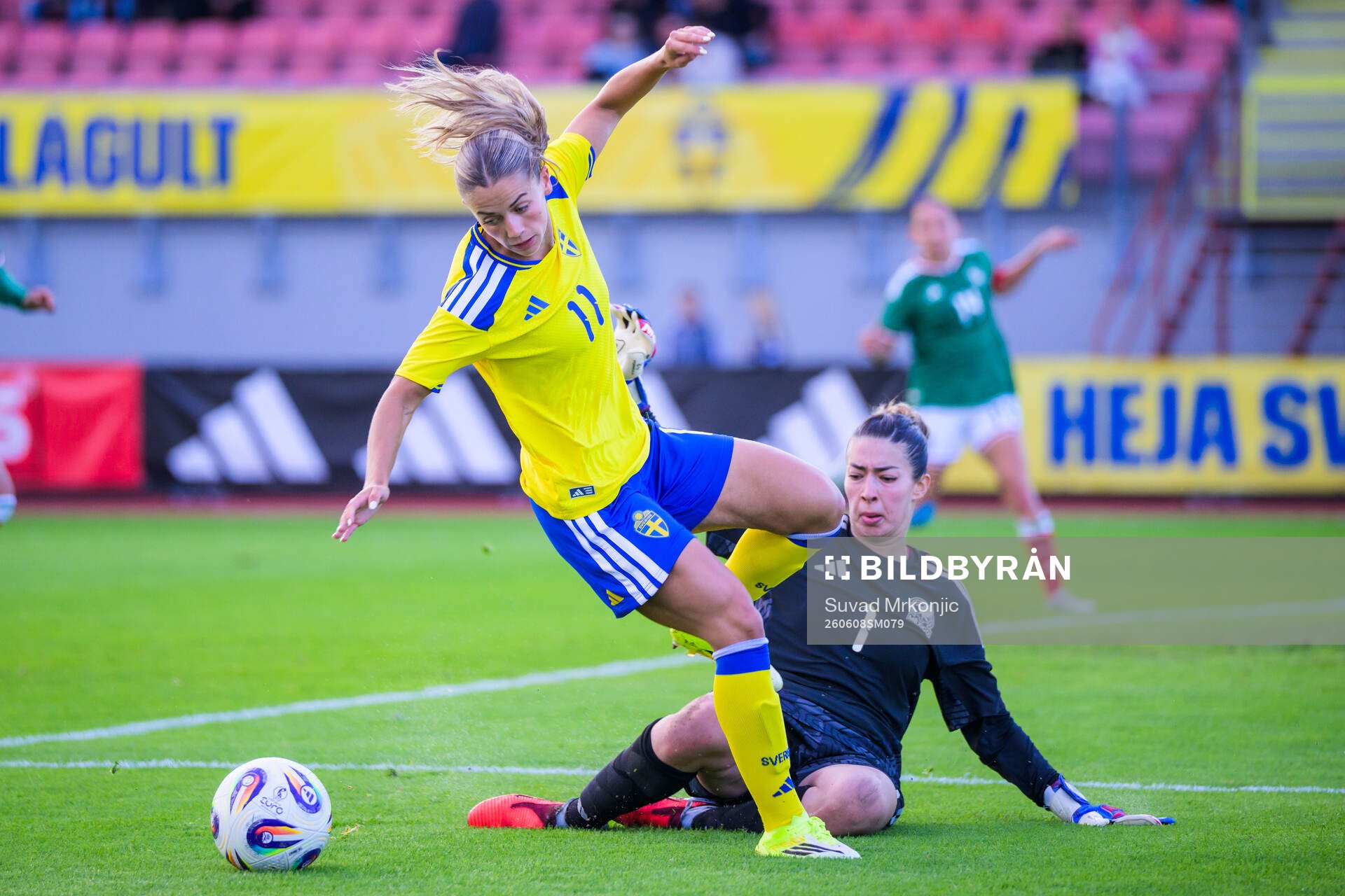 Johanna Renmark of Sweden and Goalkeeper Celeste Maryel