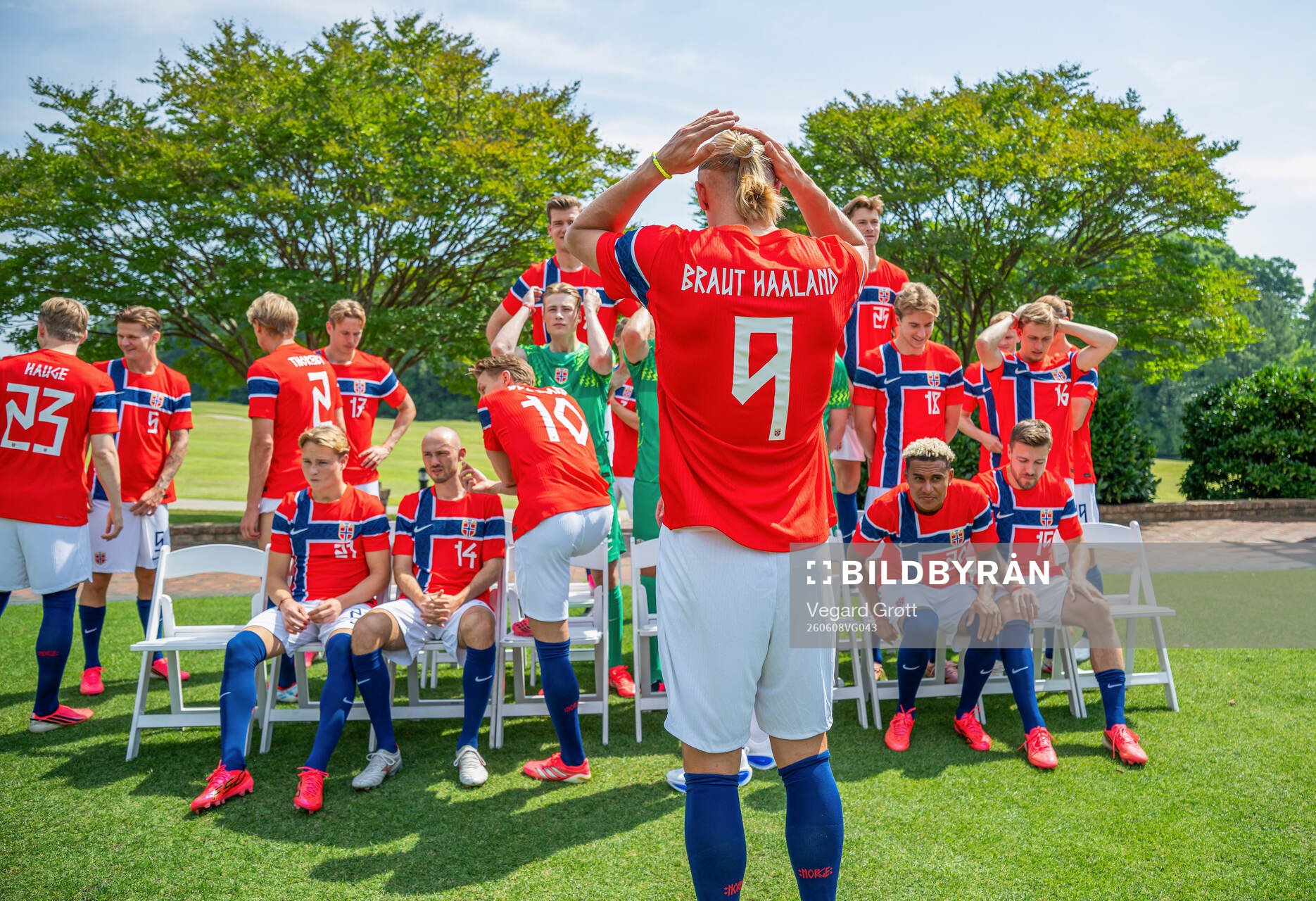 Erling Braut Haaland and players of the Norwegian national