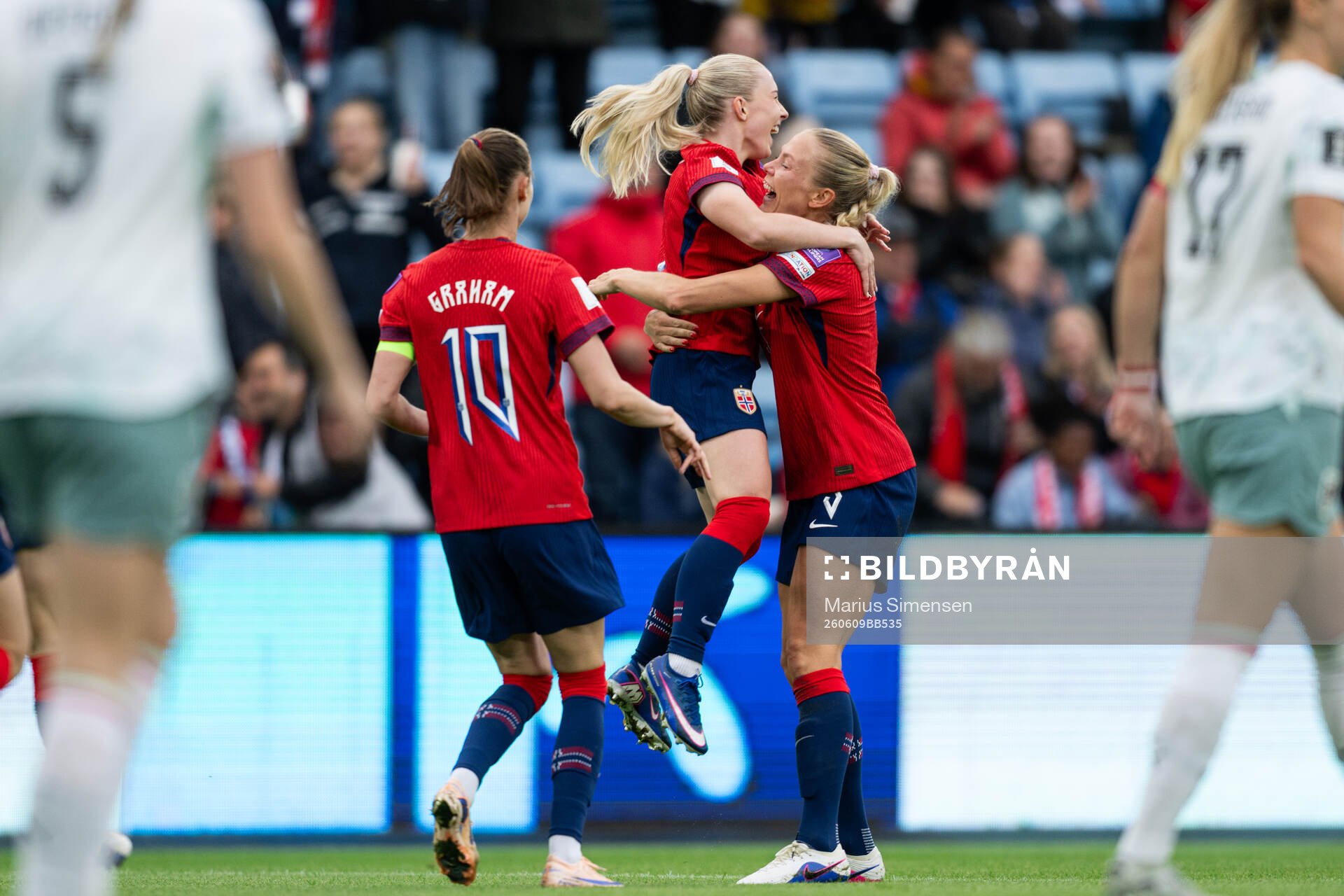 Thea Bjelde celebrates 1-0