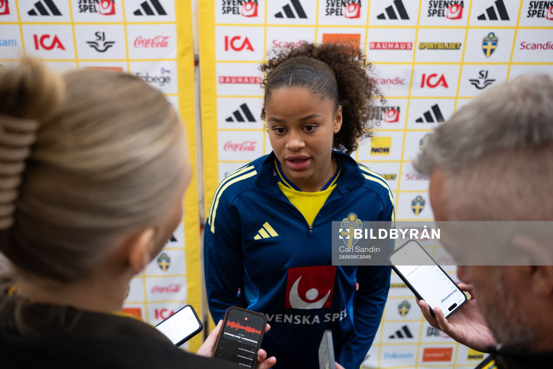 Felicia Schröder of Sweden in mixed zone
