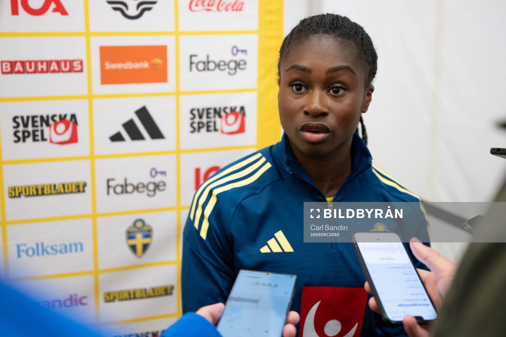 Monica Jusu Bah of Sweden in mixed zone