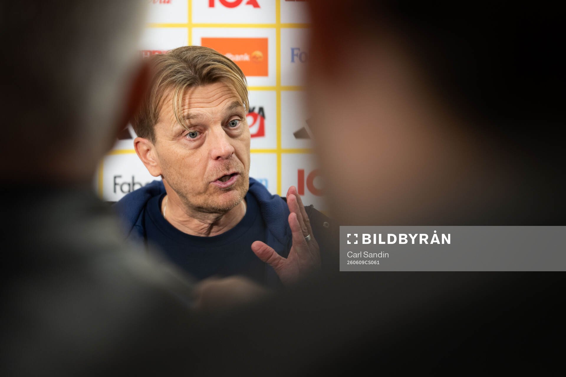 Head coach Tony Gustavsson of Sweden in mixed zone