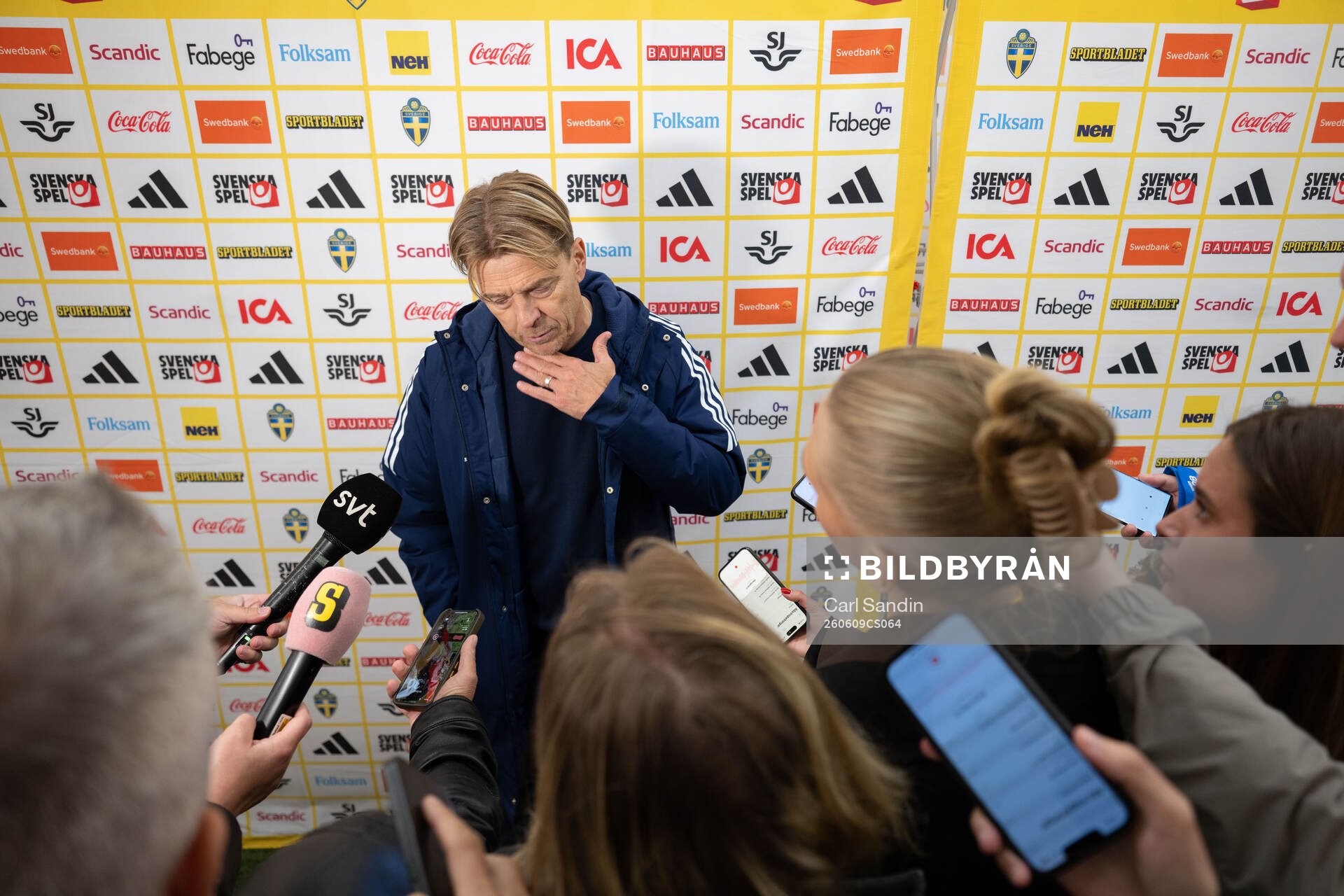 Head coach Tony Gustavsson of Sweden in mixed zone