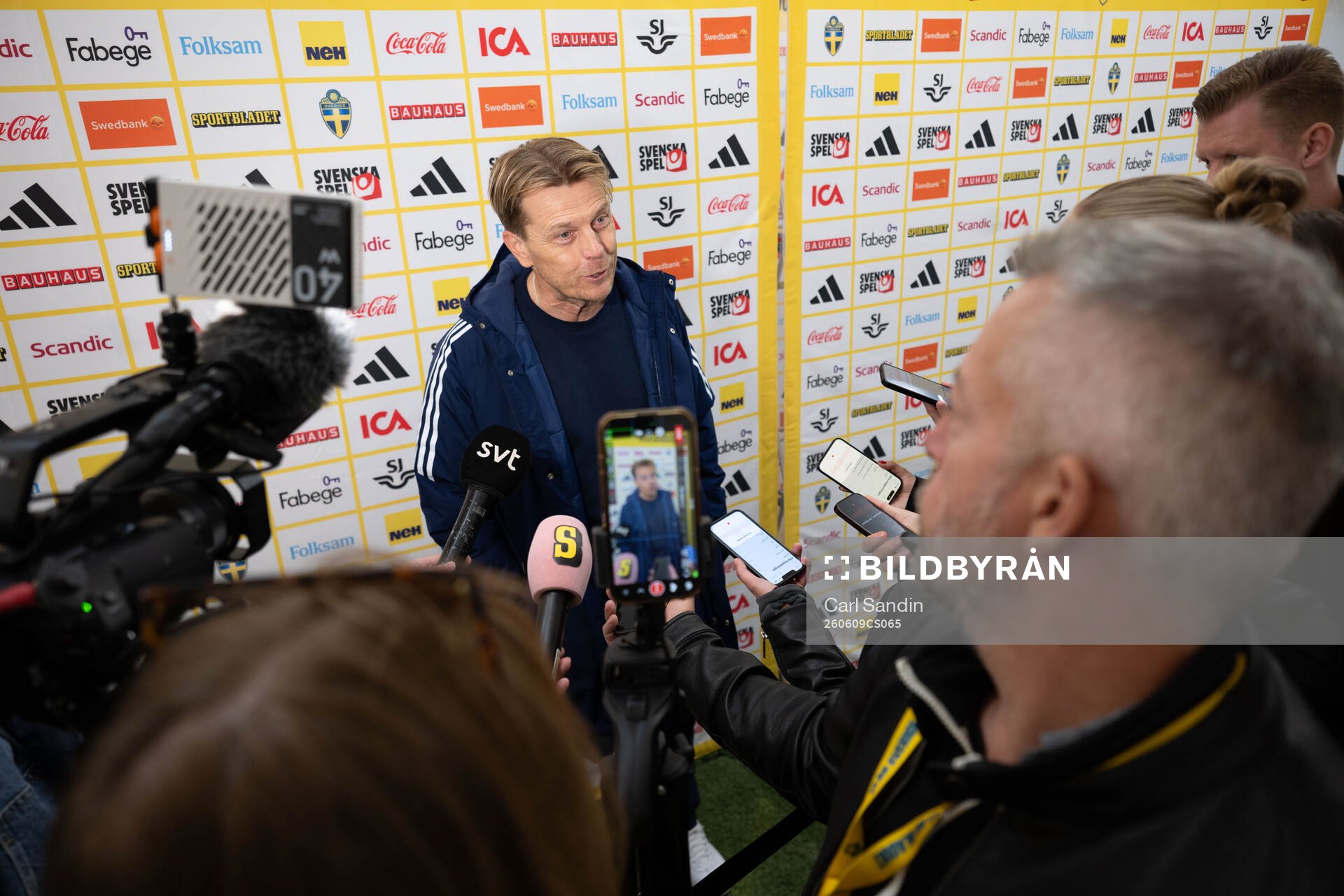 Head coach Tony Gustavsson of Sweden in mixed zone