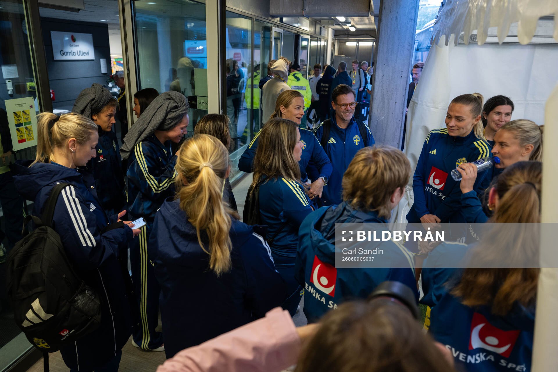 Players of Sweden outside the mixed zone