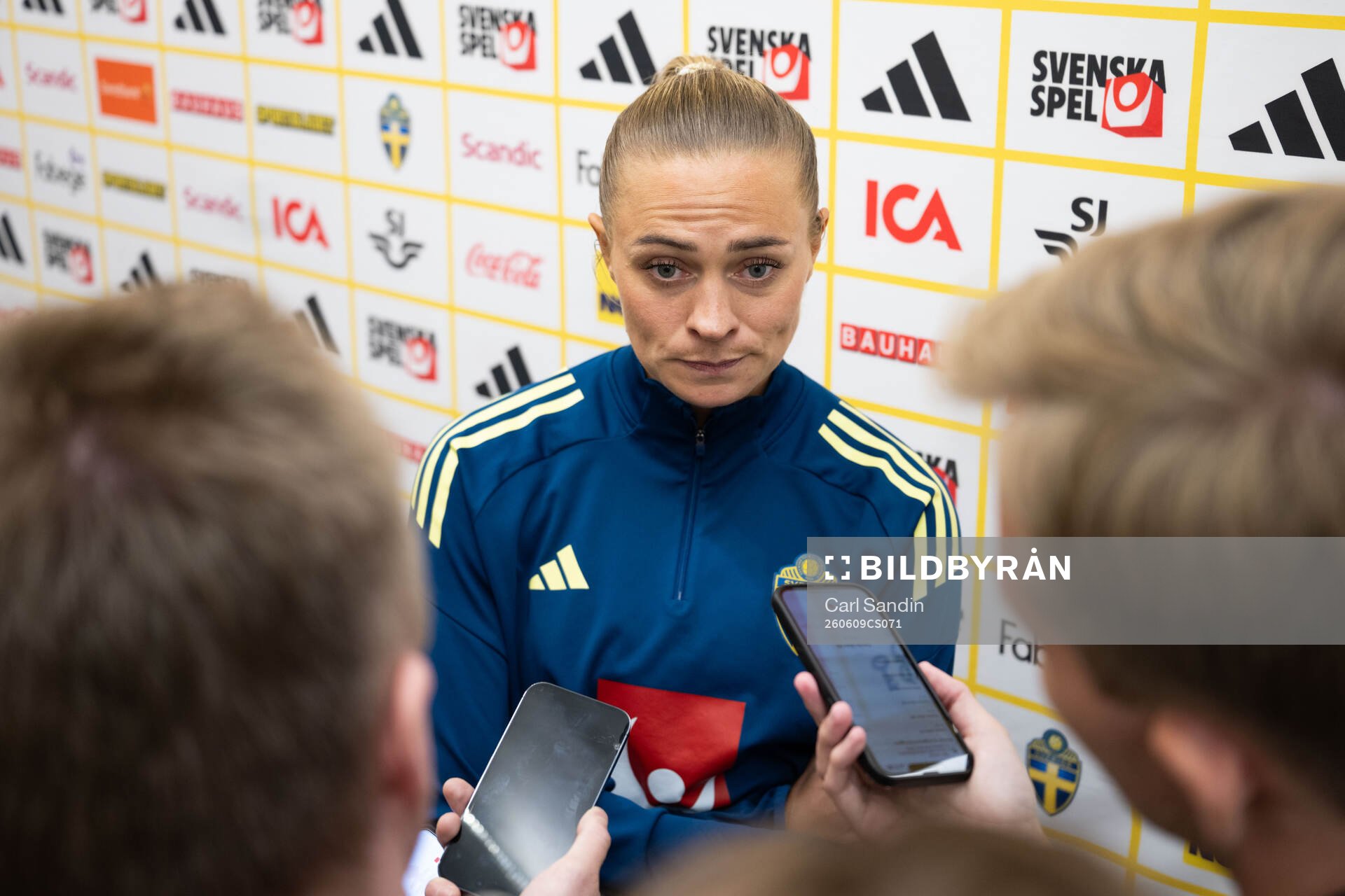 Fridolina Rolfö of Sweden in mixed zone