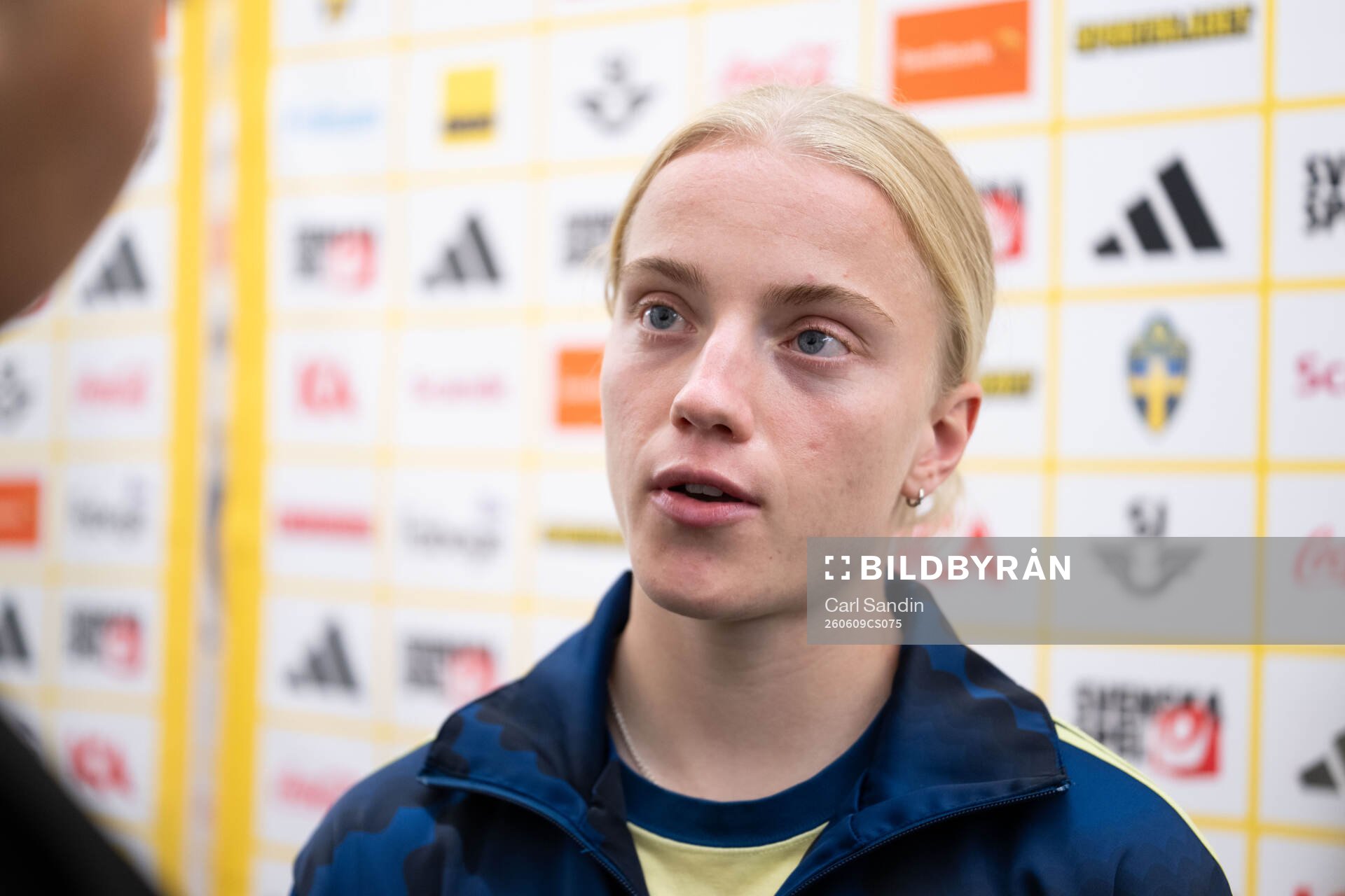 Anna Sandberg of Sweden in mixed zone