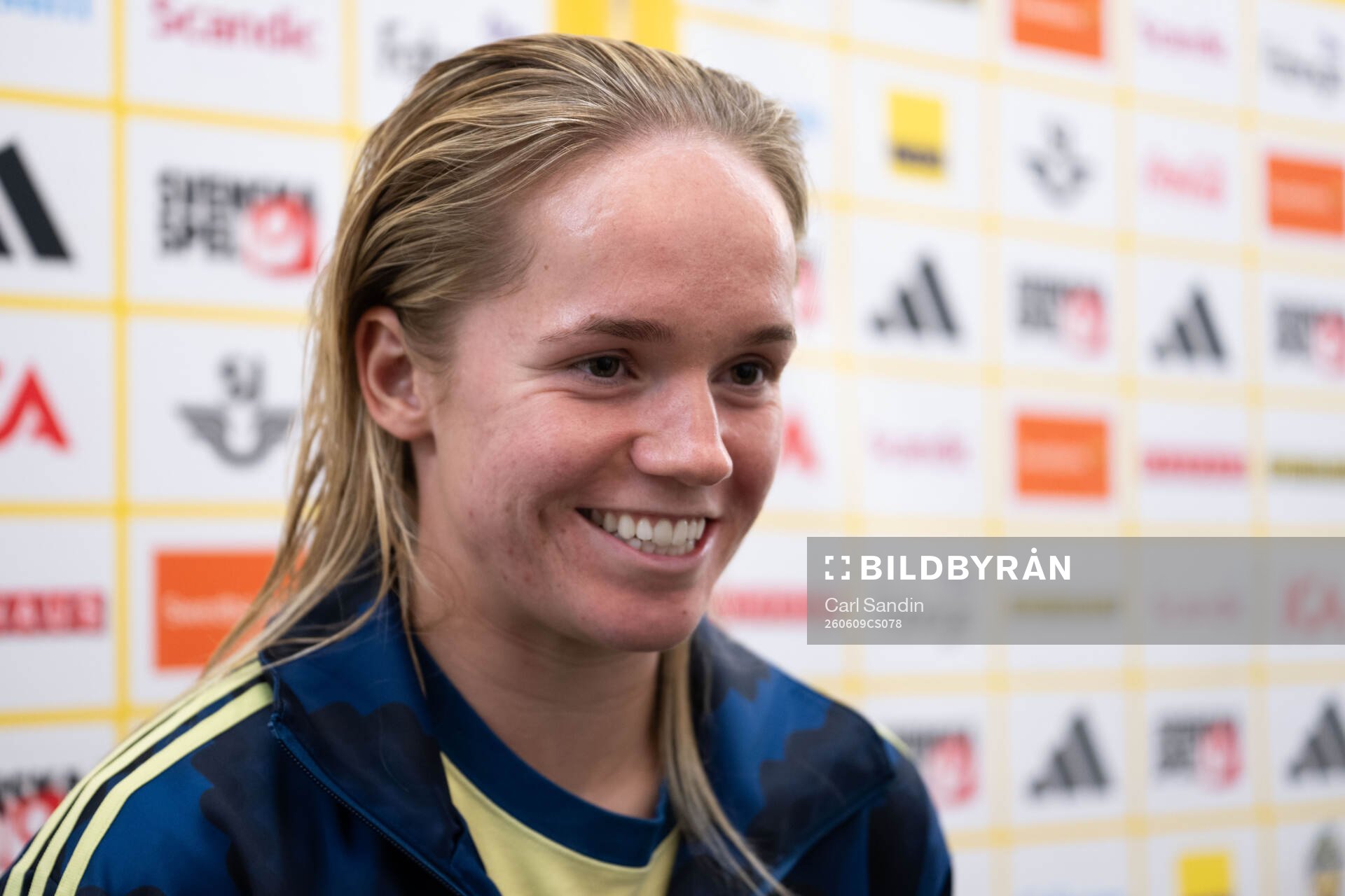 Hanna Lundkvist of Sweden in mixed zone