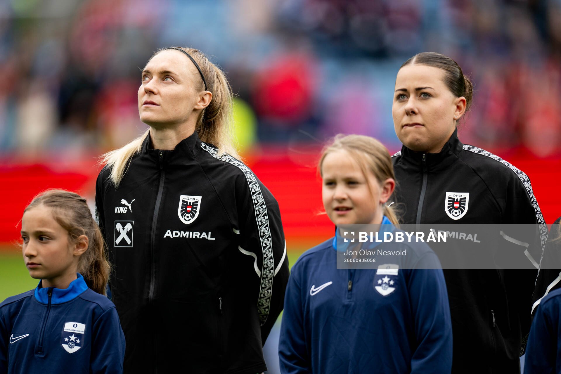 Sarah Puntigam and goalkeeper Mariella El Sherif of Austria