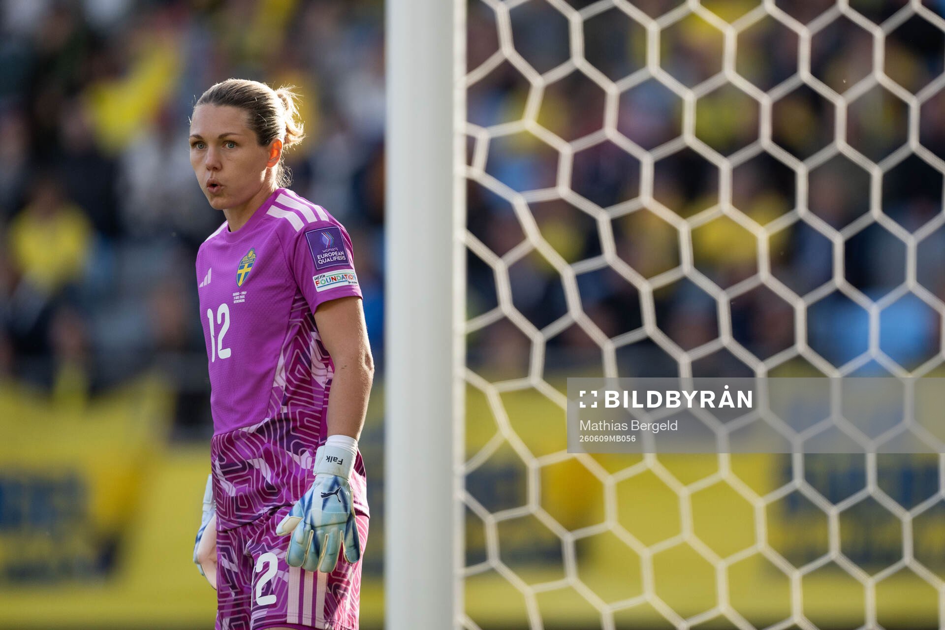 Goalkeeper Jennifer Falk of Sweden looks dejected