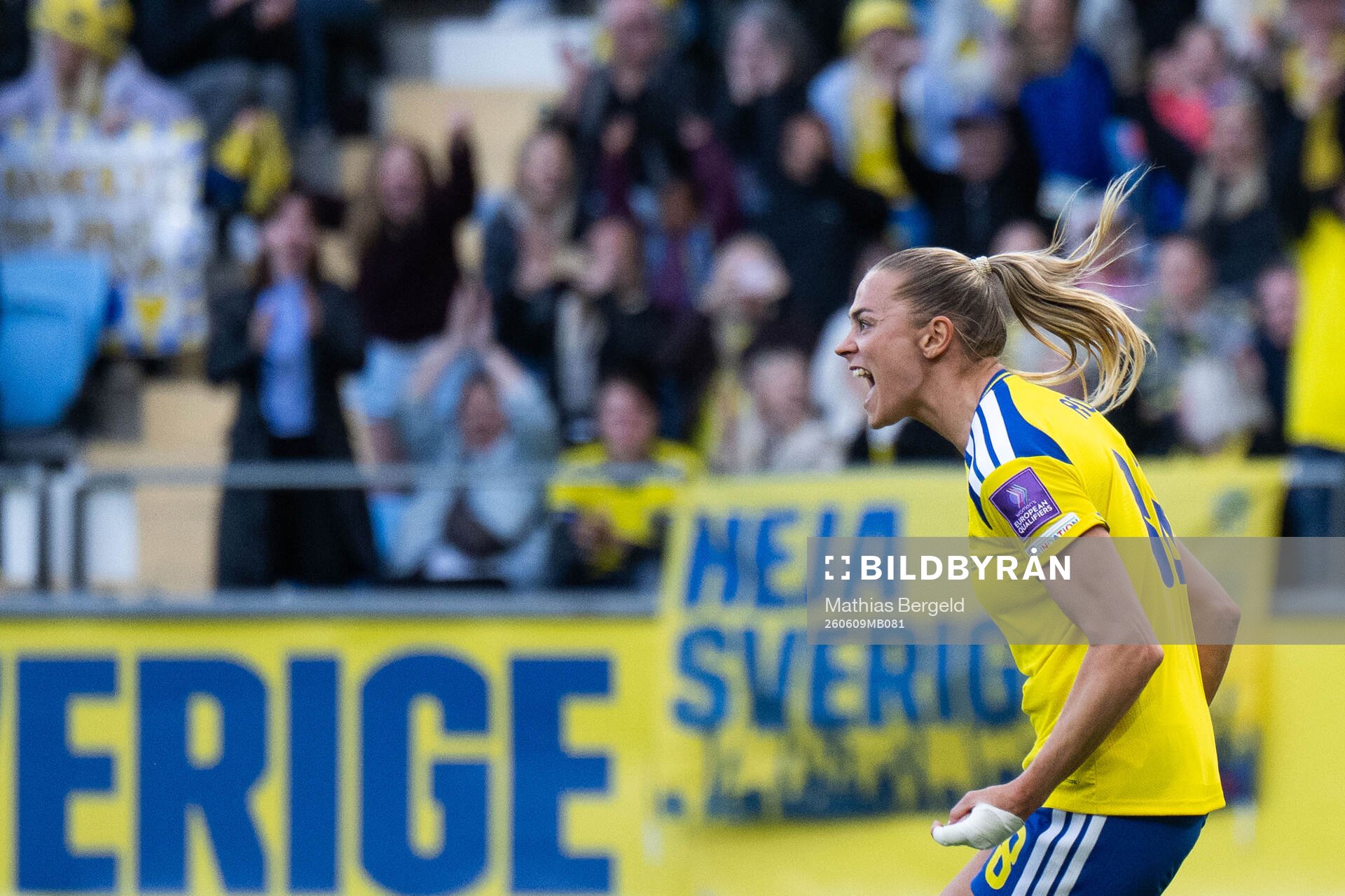 Fridolina Rolfö of Sweden celebrates