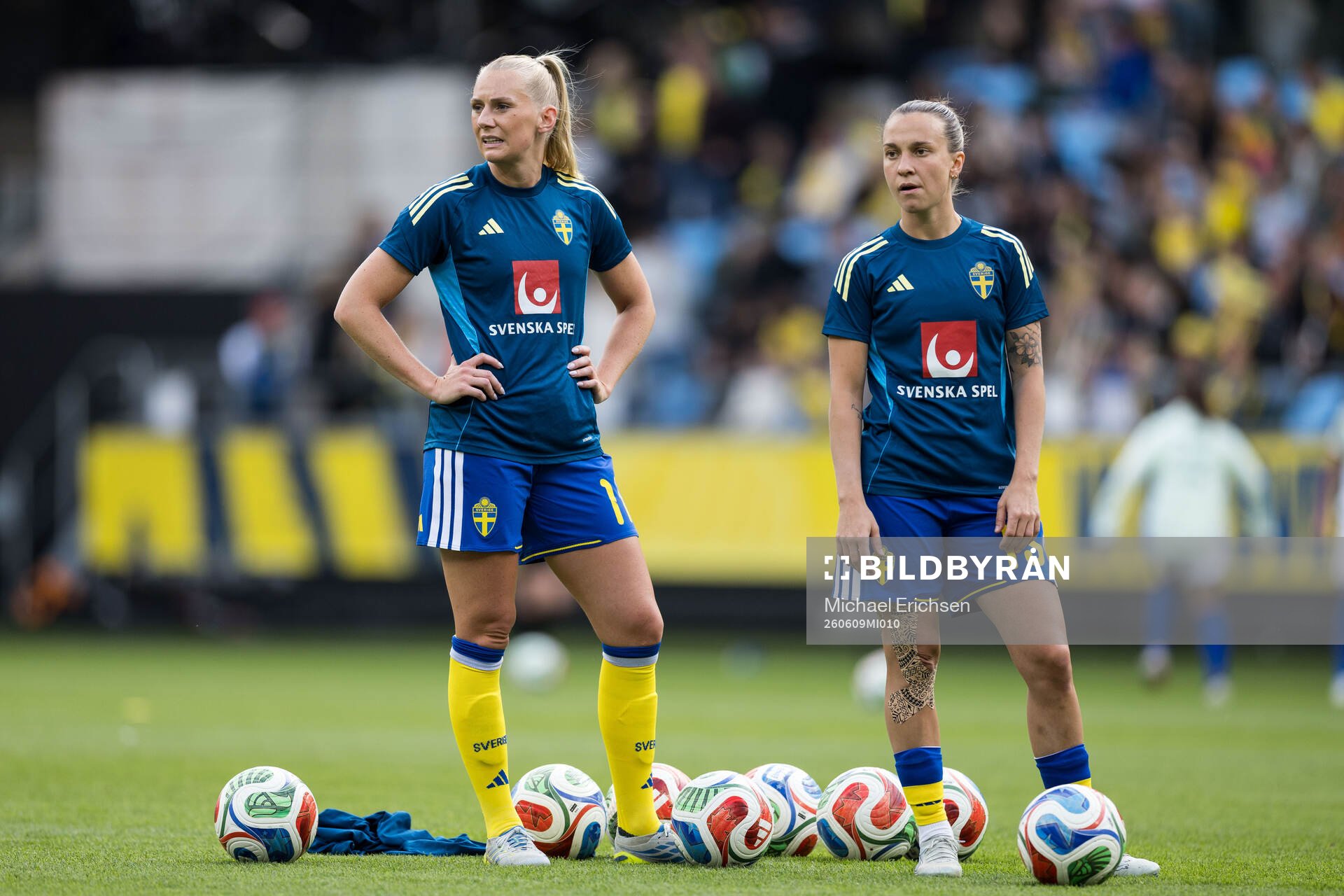 Stina Blackstenius and Julia Zigiotti Olme of Sweden