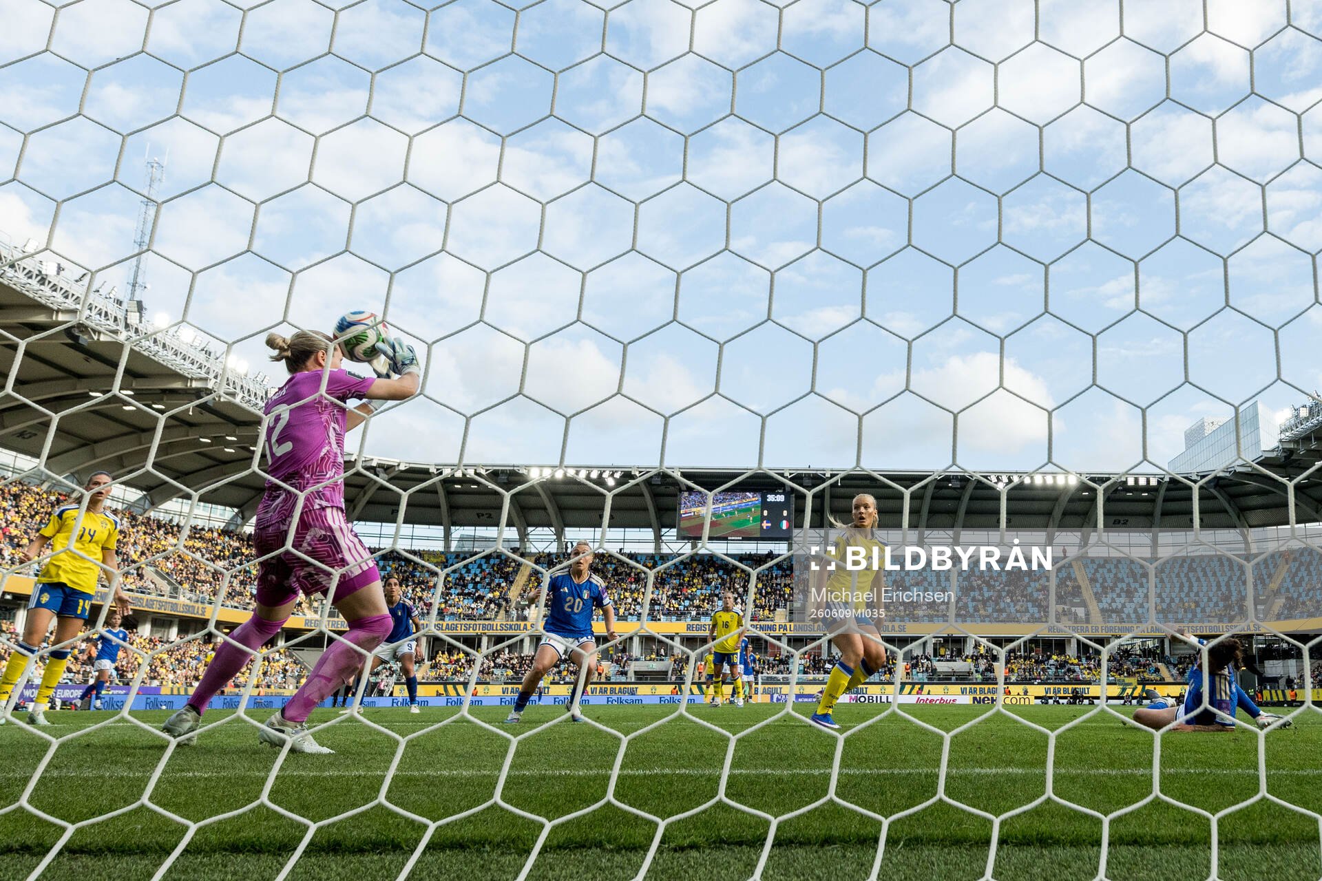 Federica D'Auria of Italy scores 0-1 behind goalkeeper