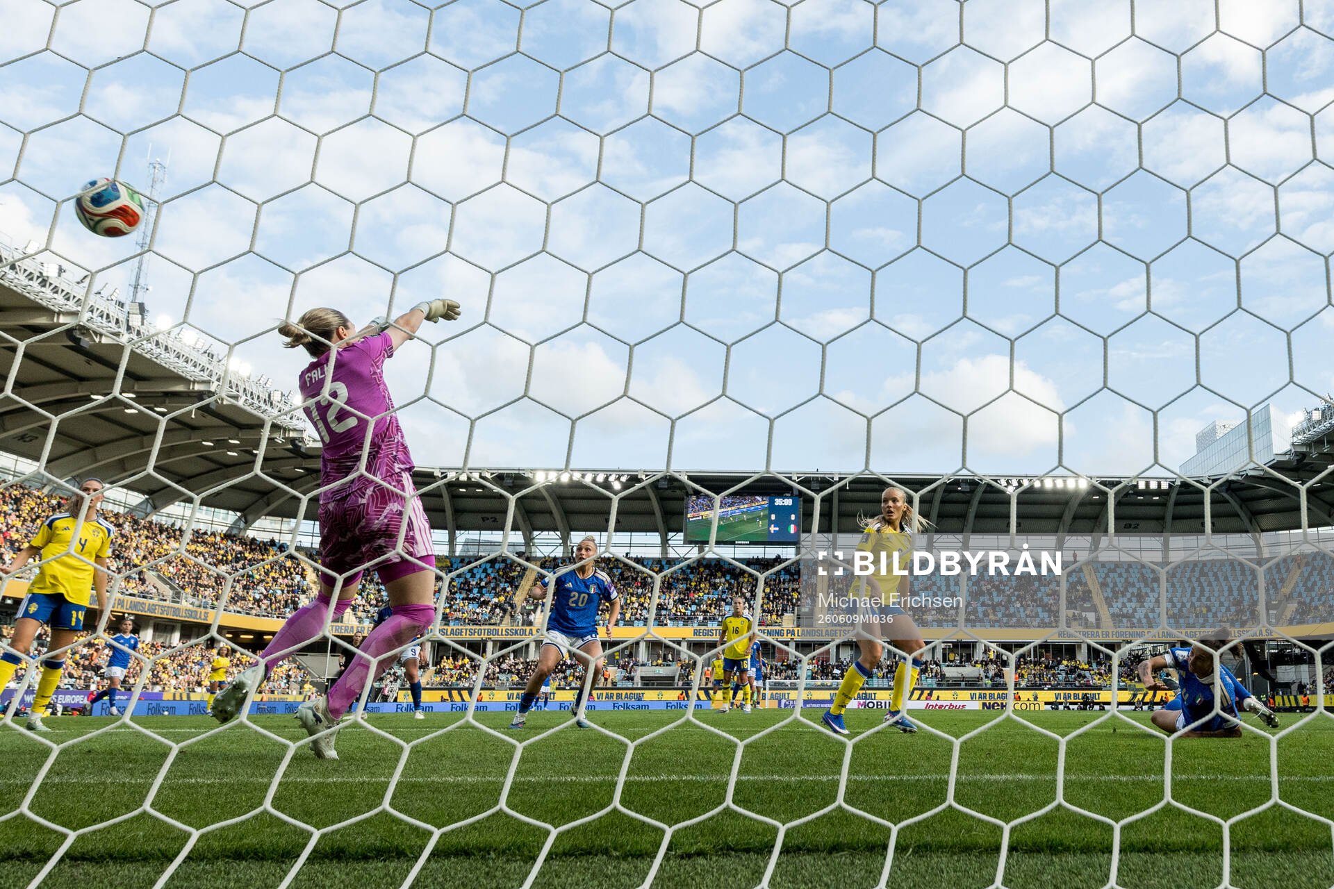 Federica D'Auria of Italy scores 0-1 behind goalkeeper