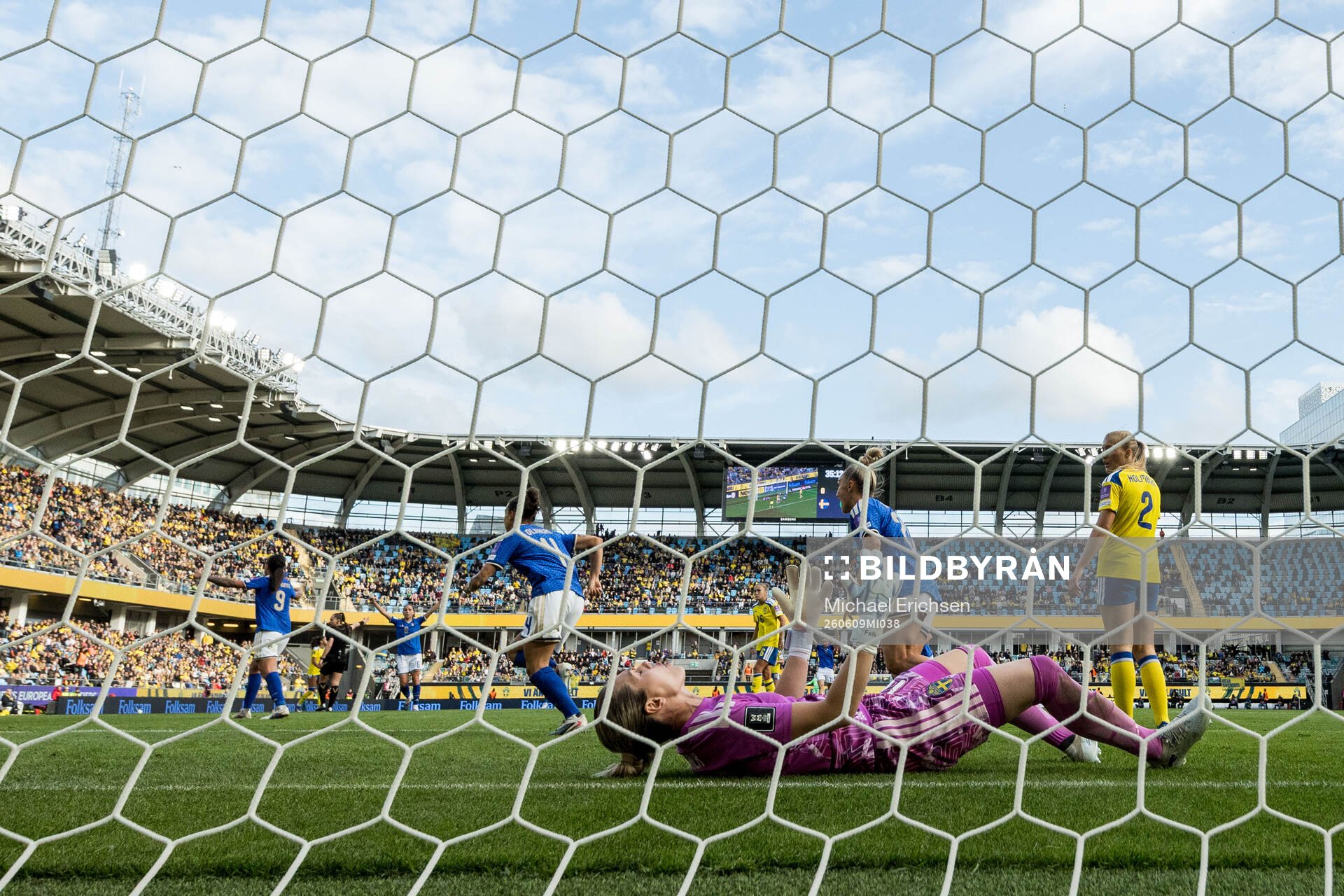 Federica D'Auria of Italy celebrates and goalkeeper