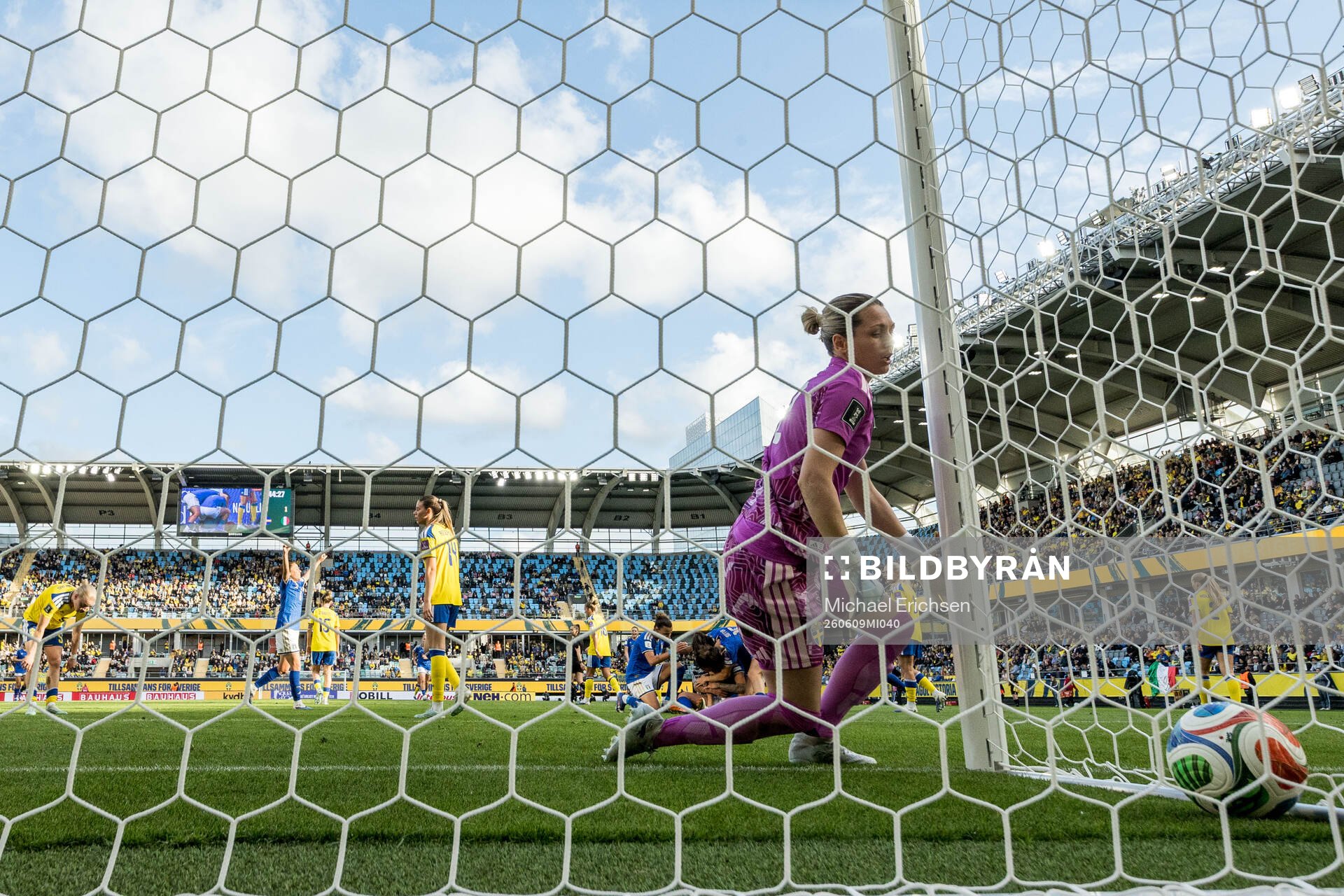 Goalkeeper Jennifer Falk of Sweden looks dejected