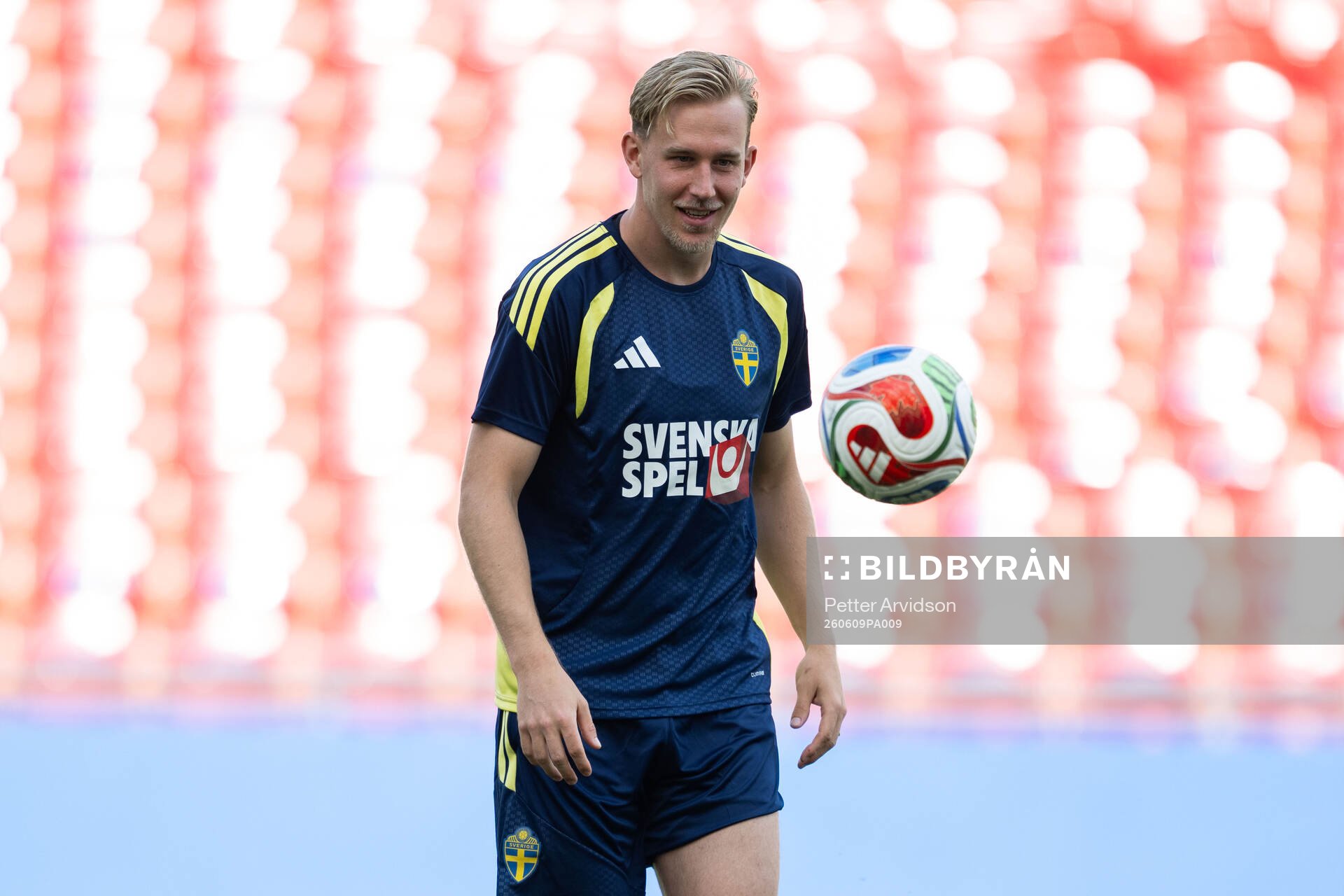 Herman Johansson of the Swedish national football team at a