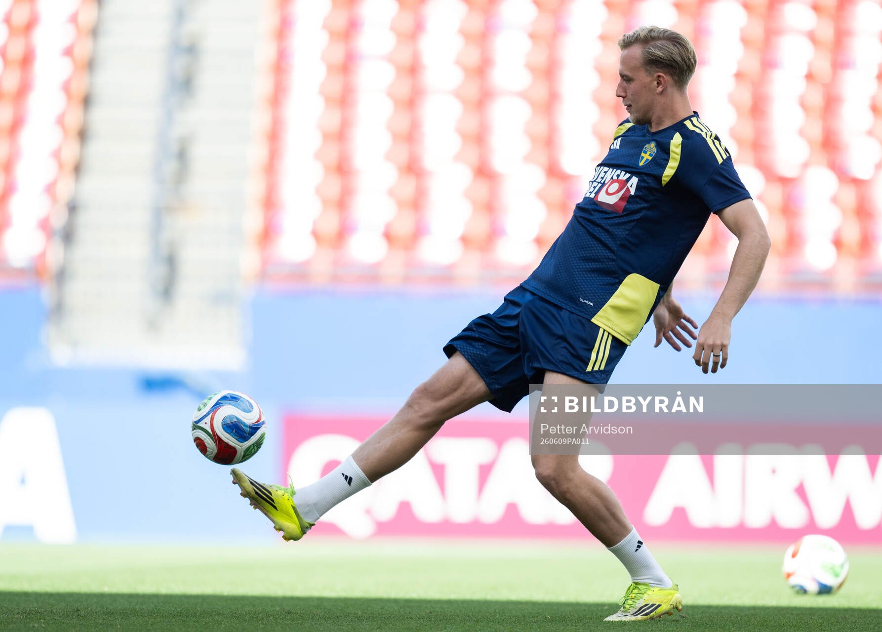 Herman Johansson of the Swedish national football team at a