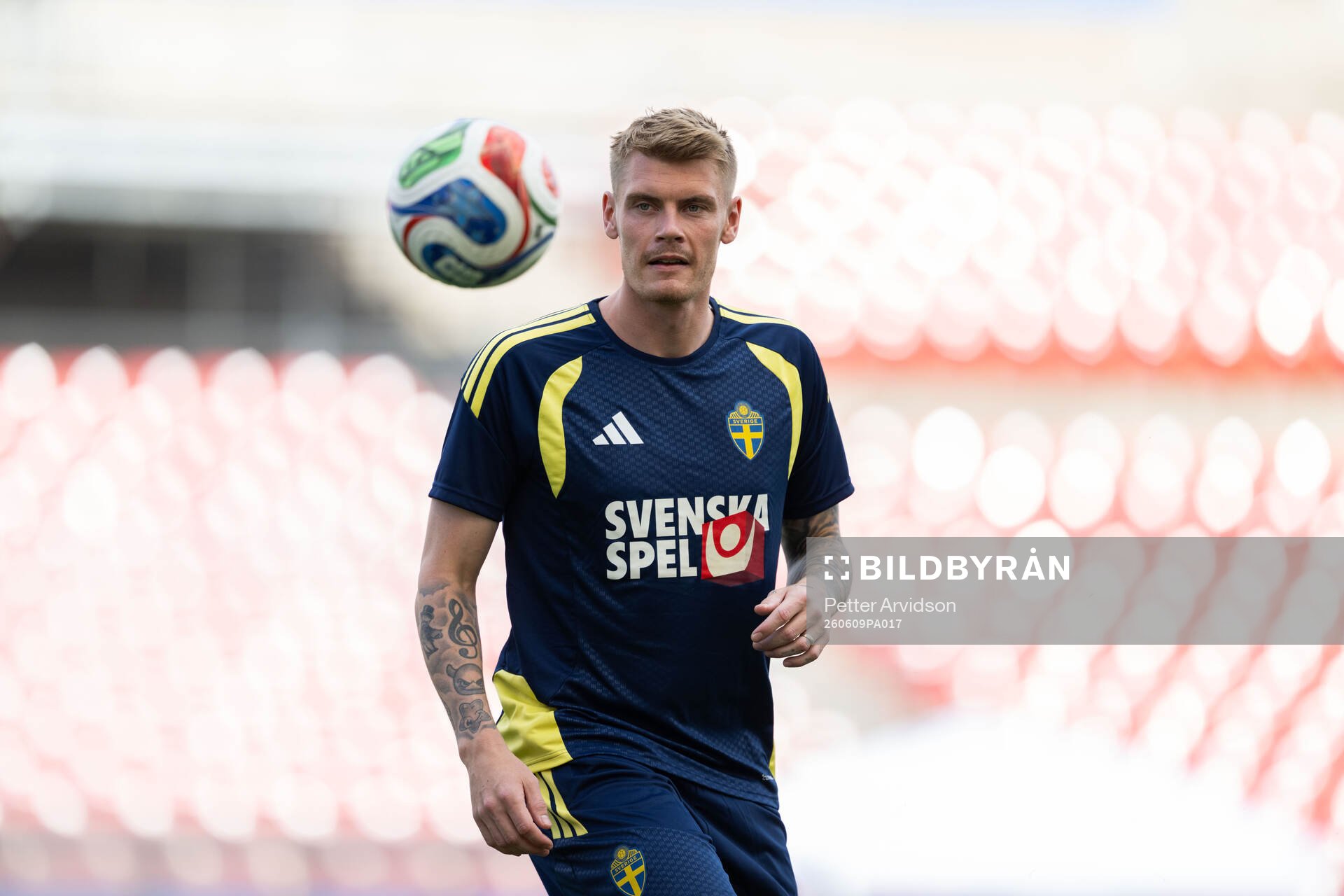 Eric Smith of the Swedish national football team at a