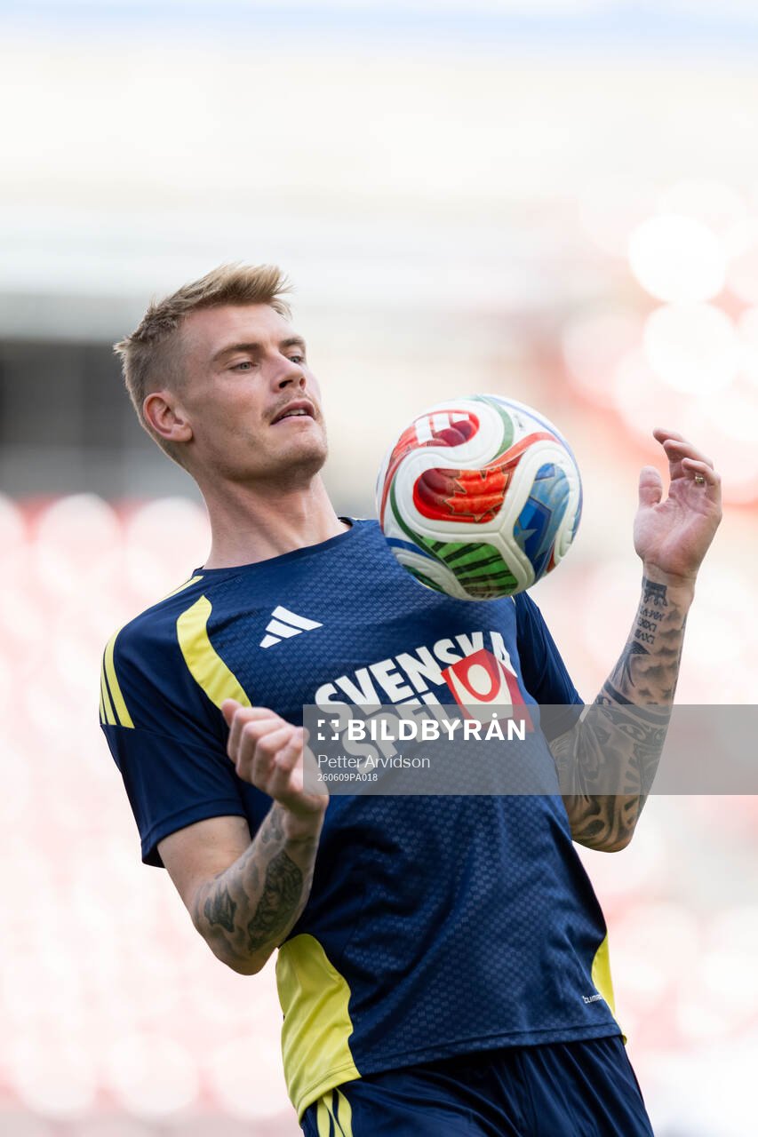 Eric Smith of the Swedish national football team at a