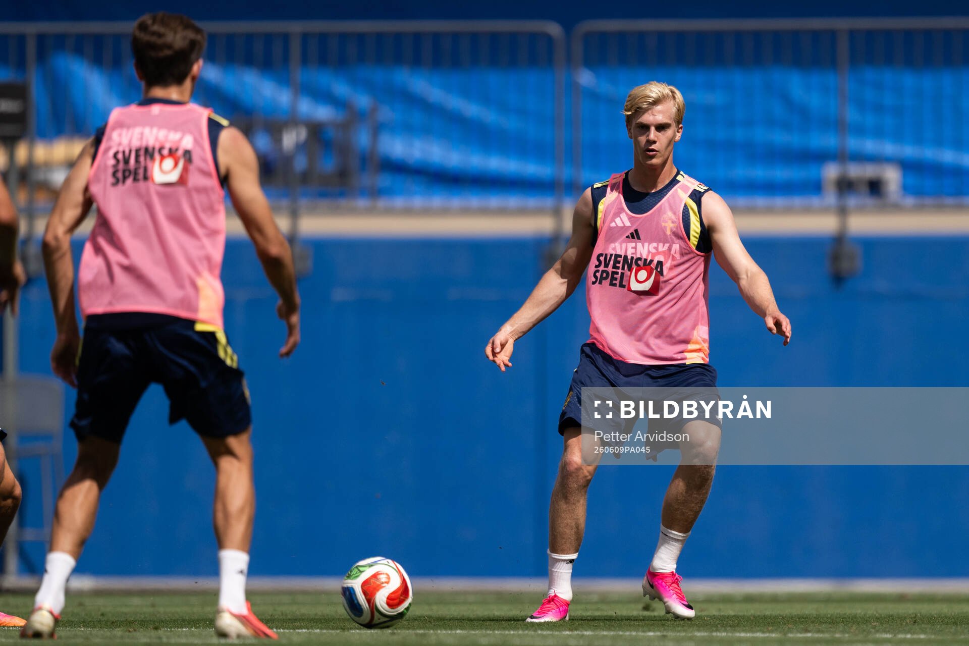 Lucas Bergvall of the Swedish national football team at a